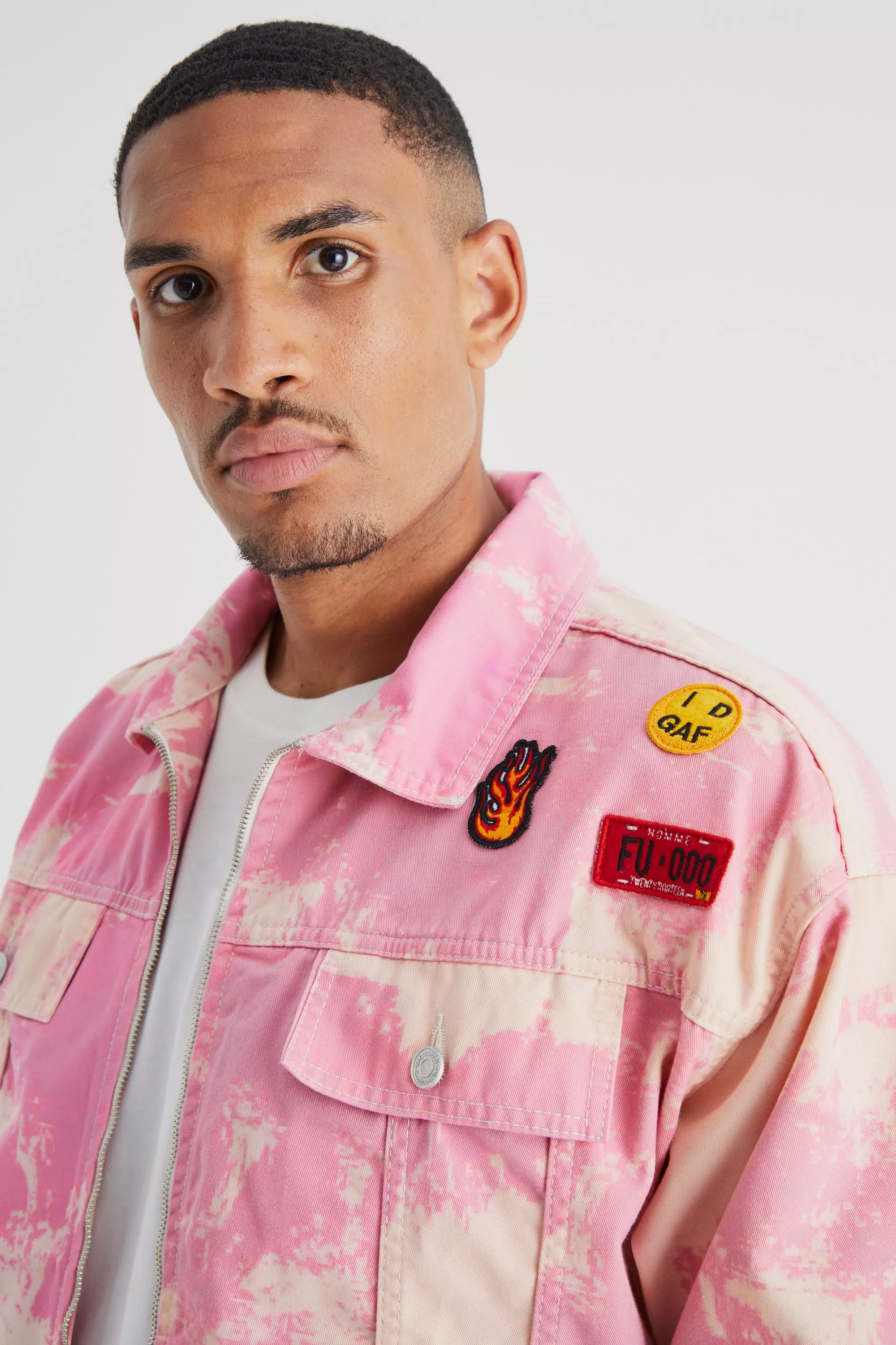 Mens bleached denim clearance jacket