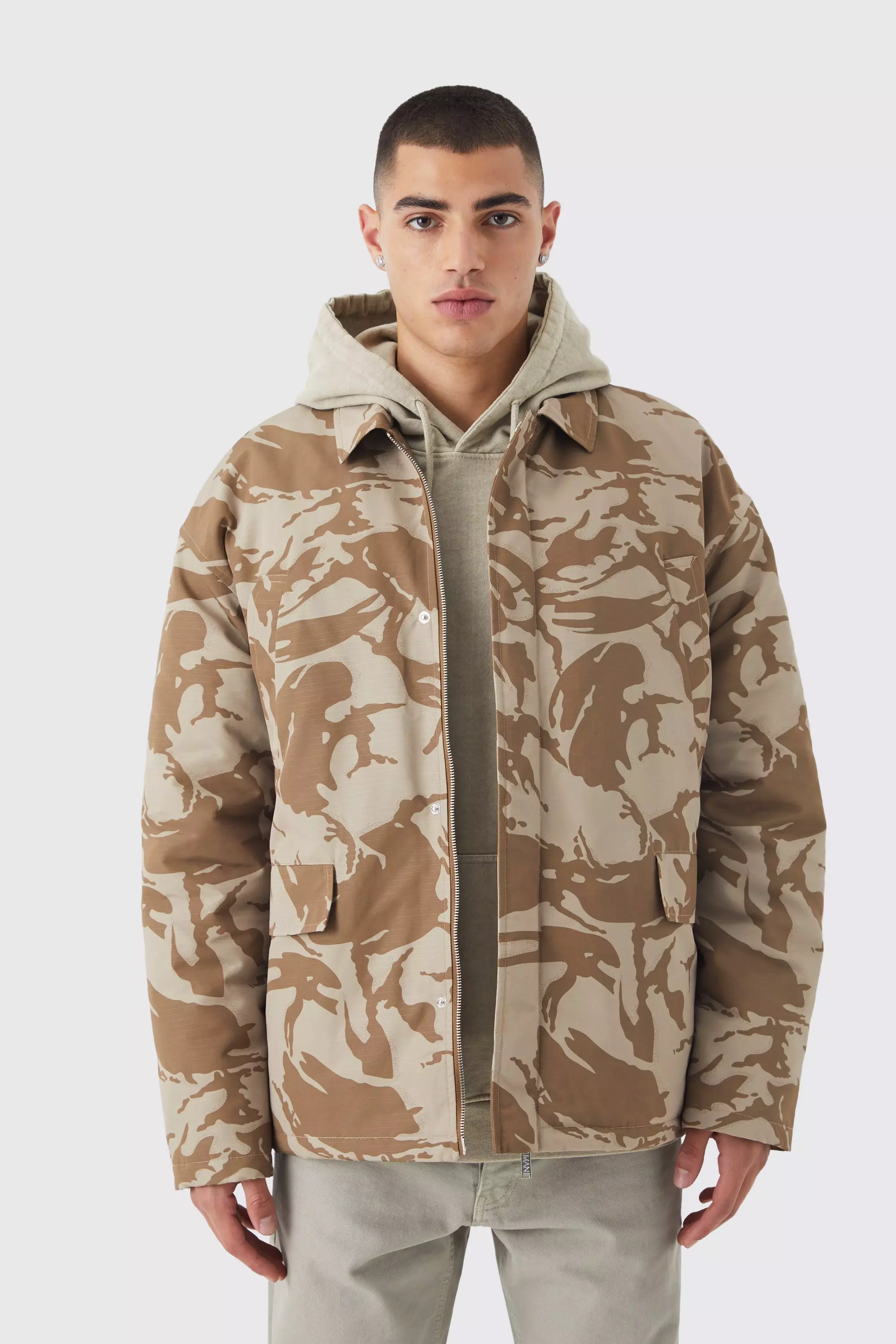 Oversized camo puffer store jacket