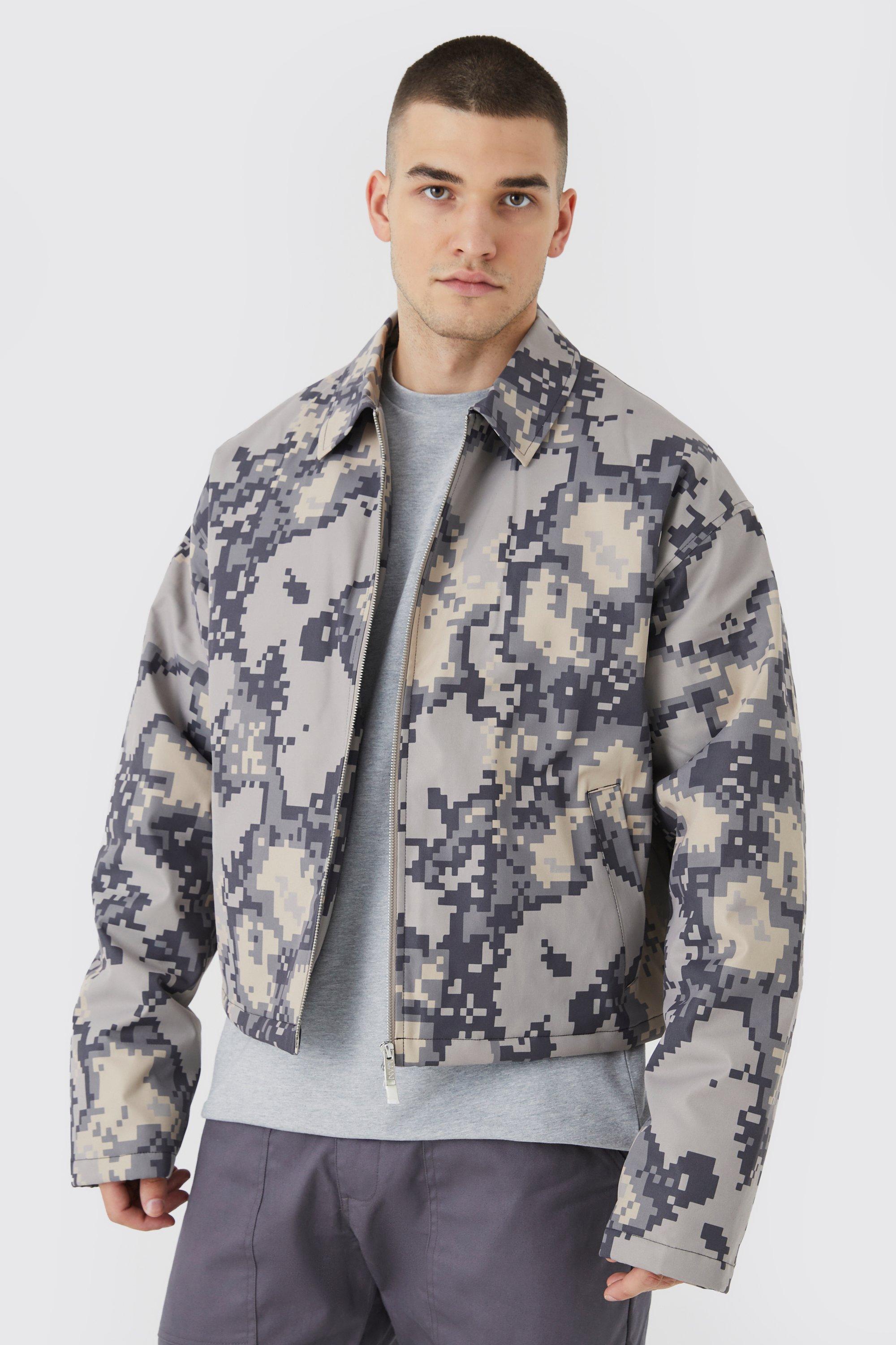 tall - veste harrington oversize à imprimé camouflage homme - pierre - s, pierre