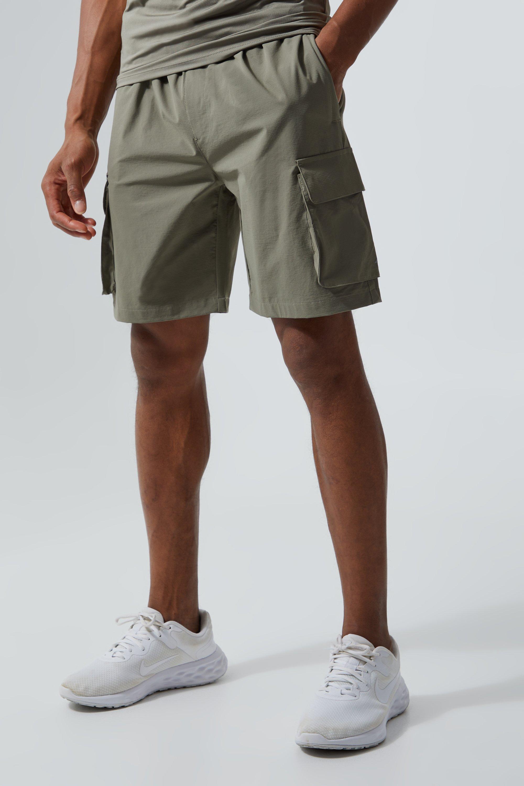 Mens Green Active Cargo Shorts, Green