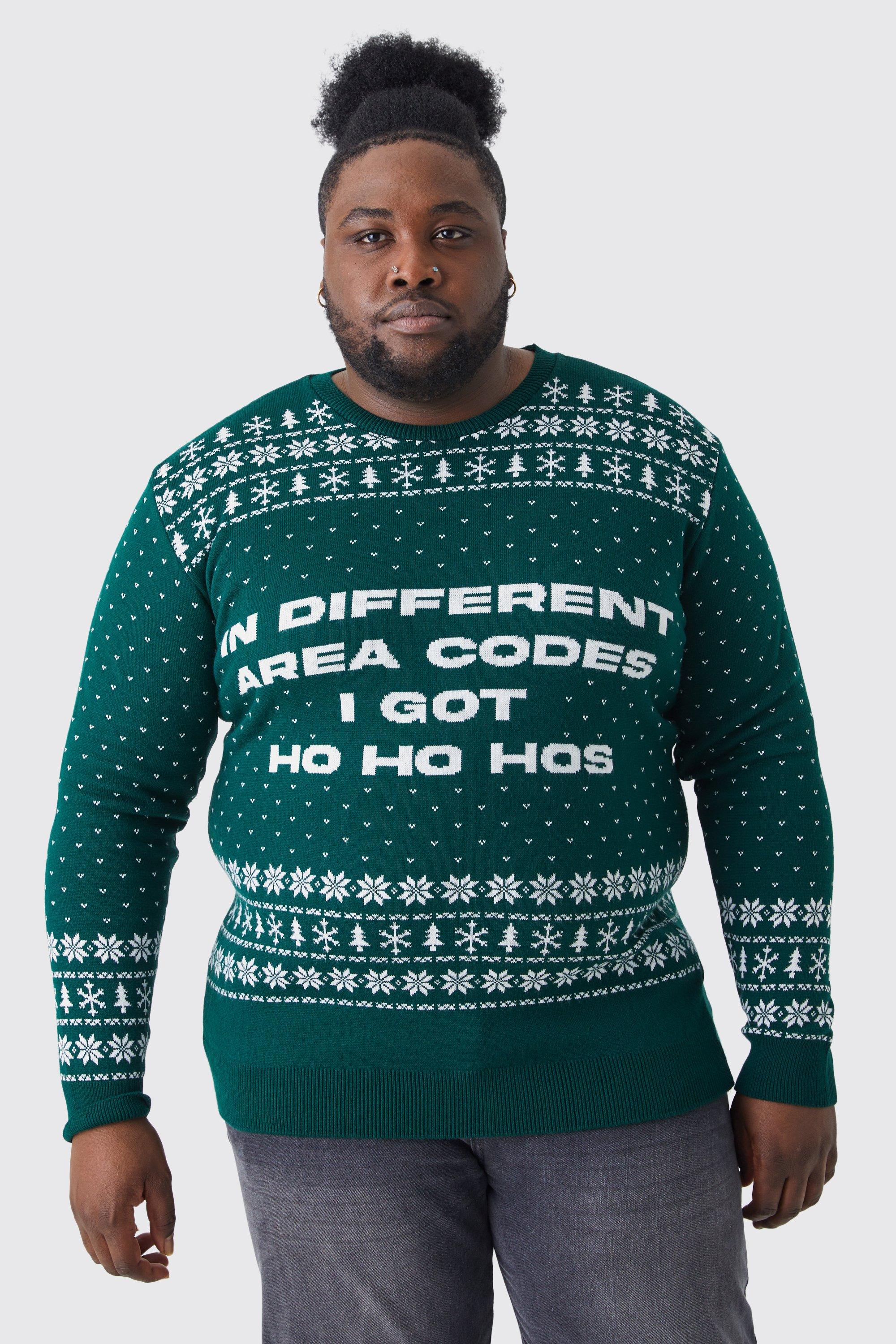 Image of Maglione natalizio Plus Size con scritta I Got Ho Ho Hos, Verde