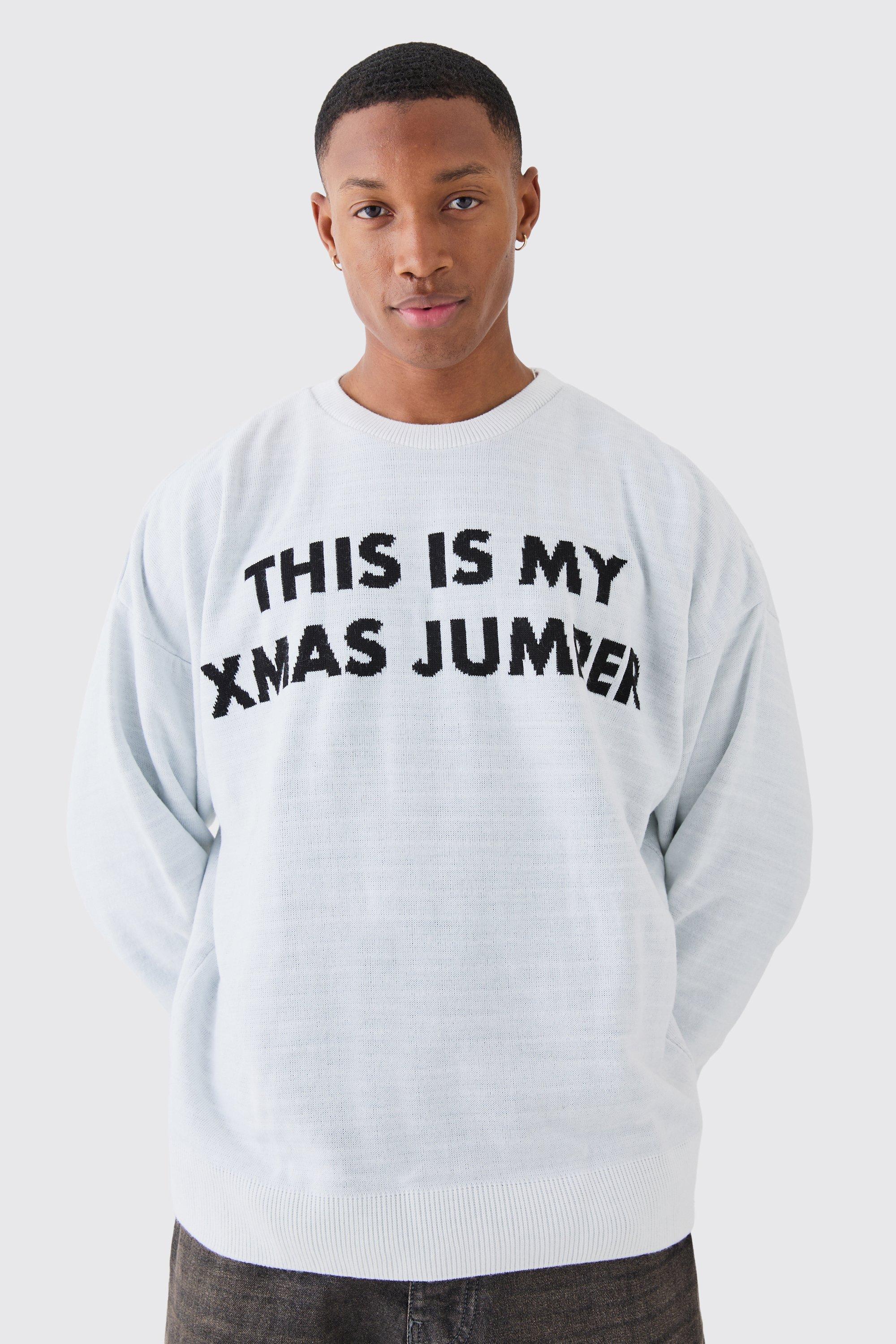 pull oversize à slogan this is my xmas jumper homme - blanc - s, blanc