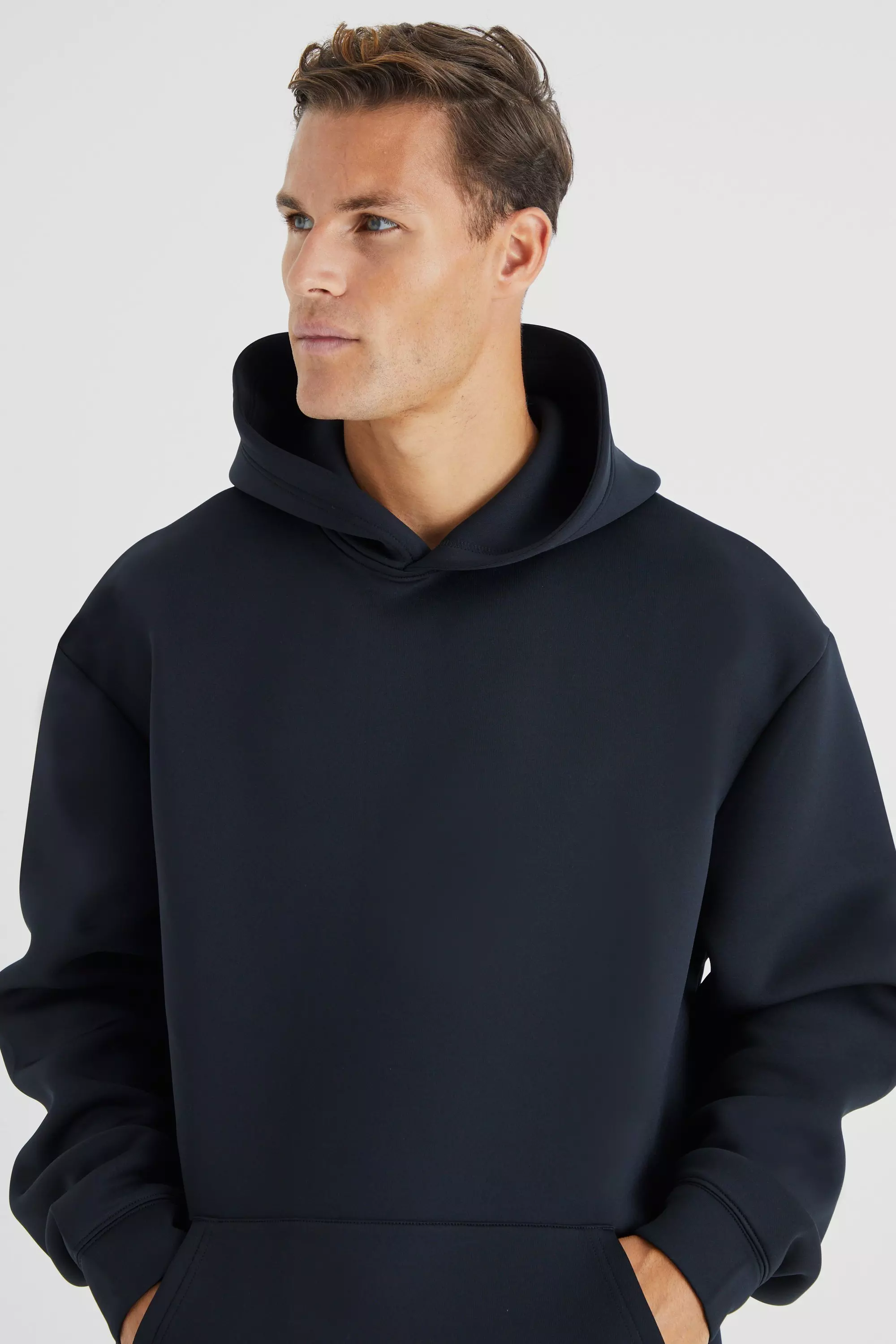 Tall Oversized Bonded Scuba Hoodie boohooMAN