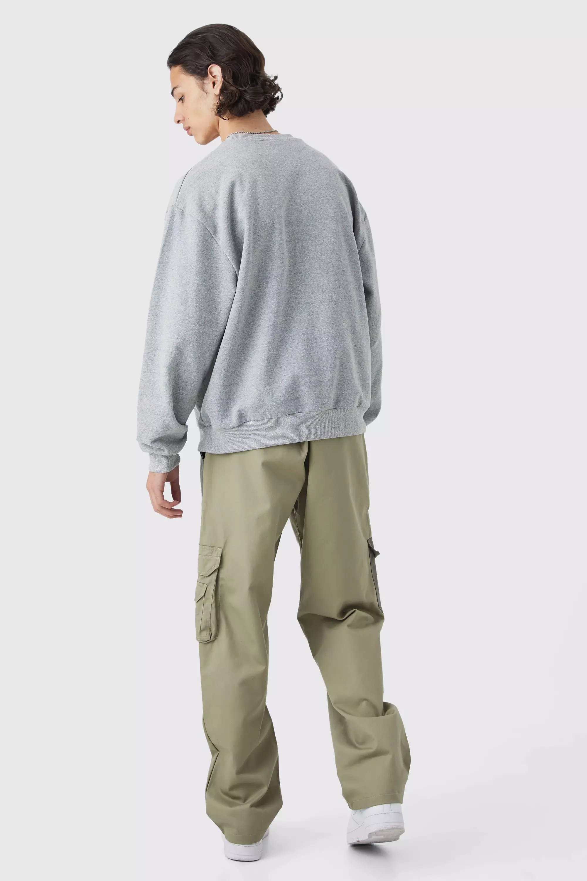 Relaxed Fit Colour Block Tonal Branded Cargo Pants