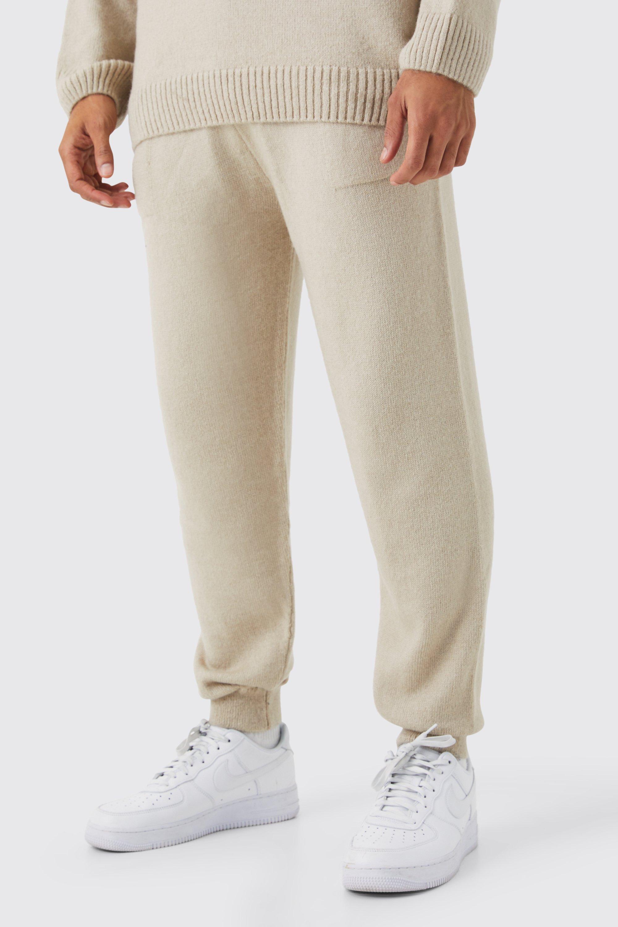 Image of Pantaloni tuta oversize Homme in maglia spazzolata a coste, Beige