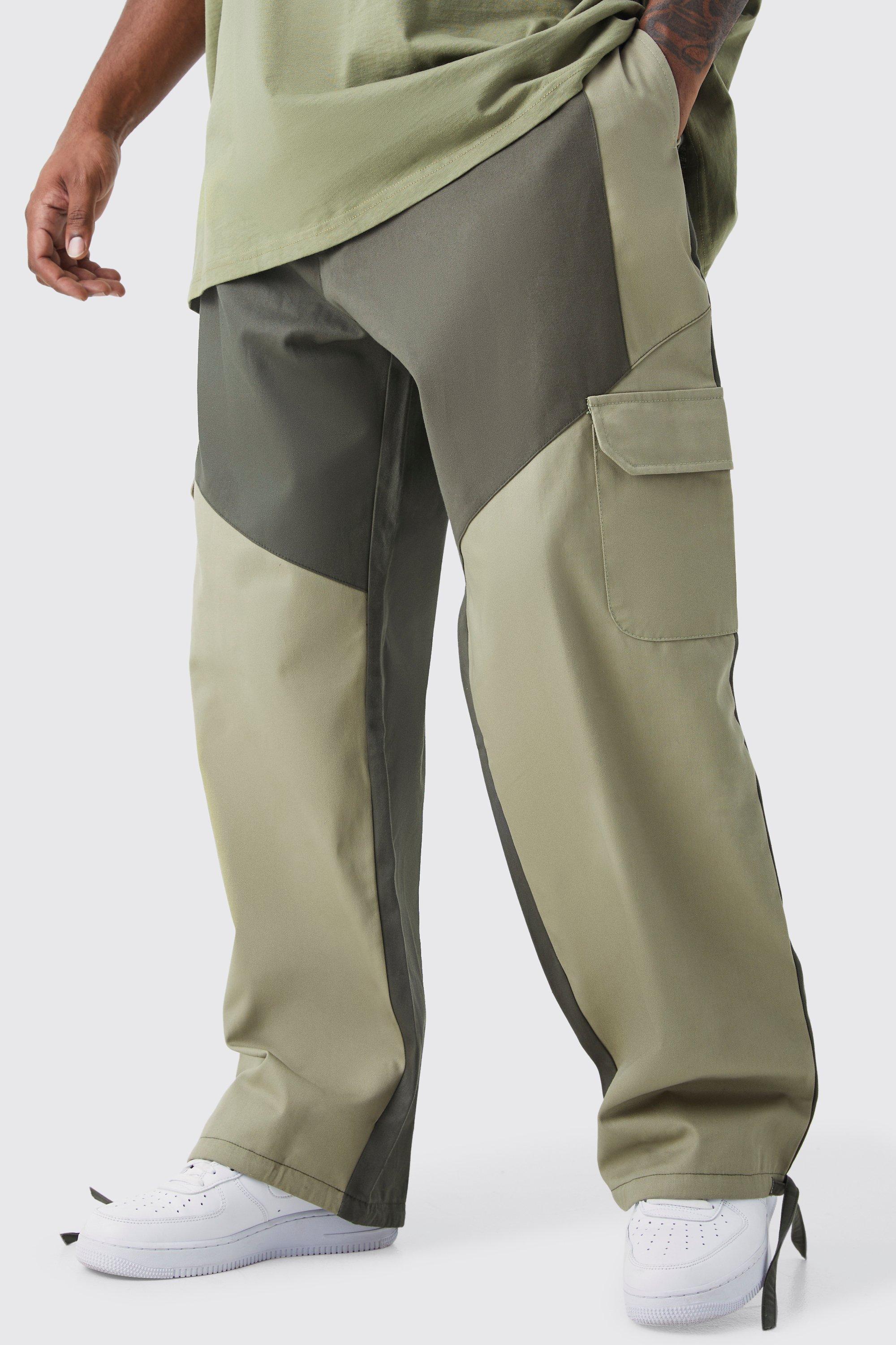 grande taille - pantalon cargo color block homme - kaki - 42, kaki
