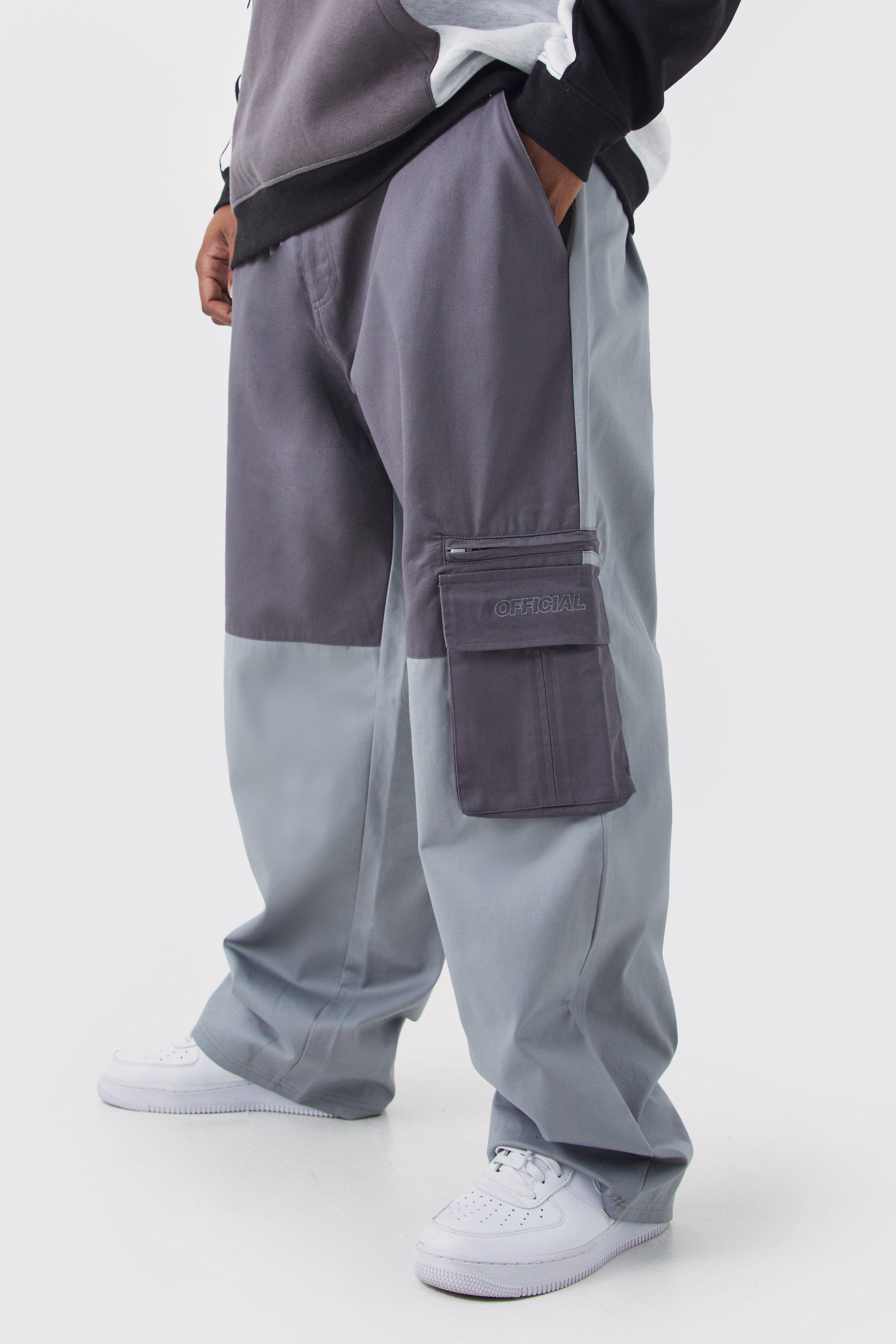 grande taille - pantalon large color block homme - gris - 42, gris