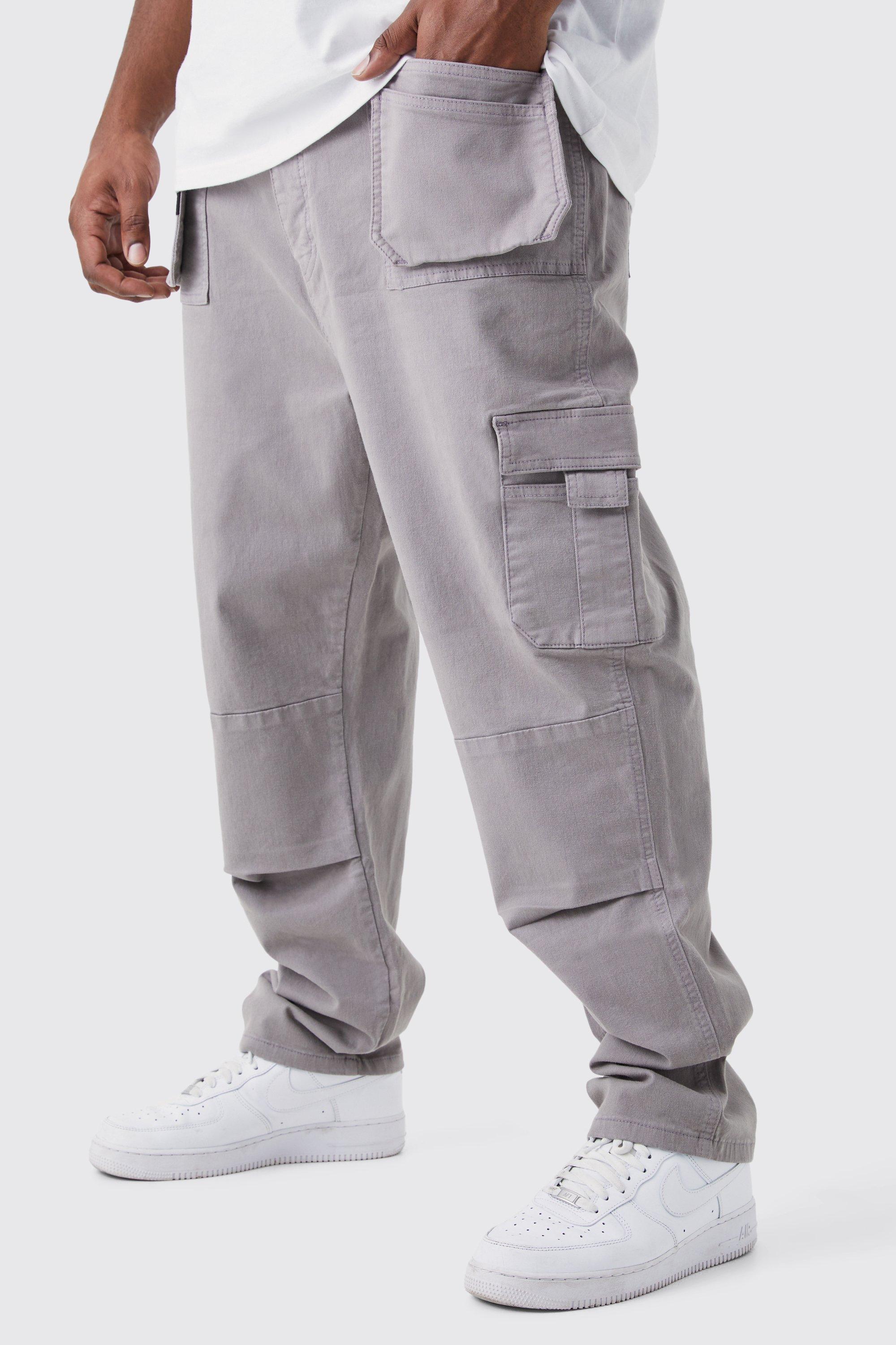 Cotton Drawstring Cargo Pants Grey