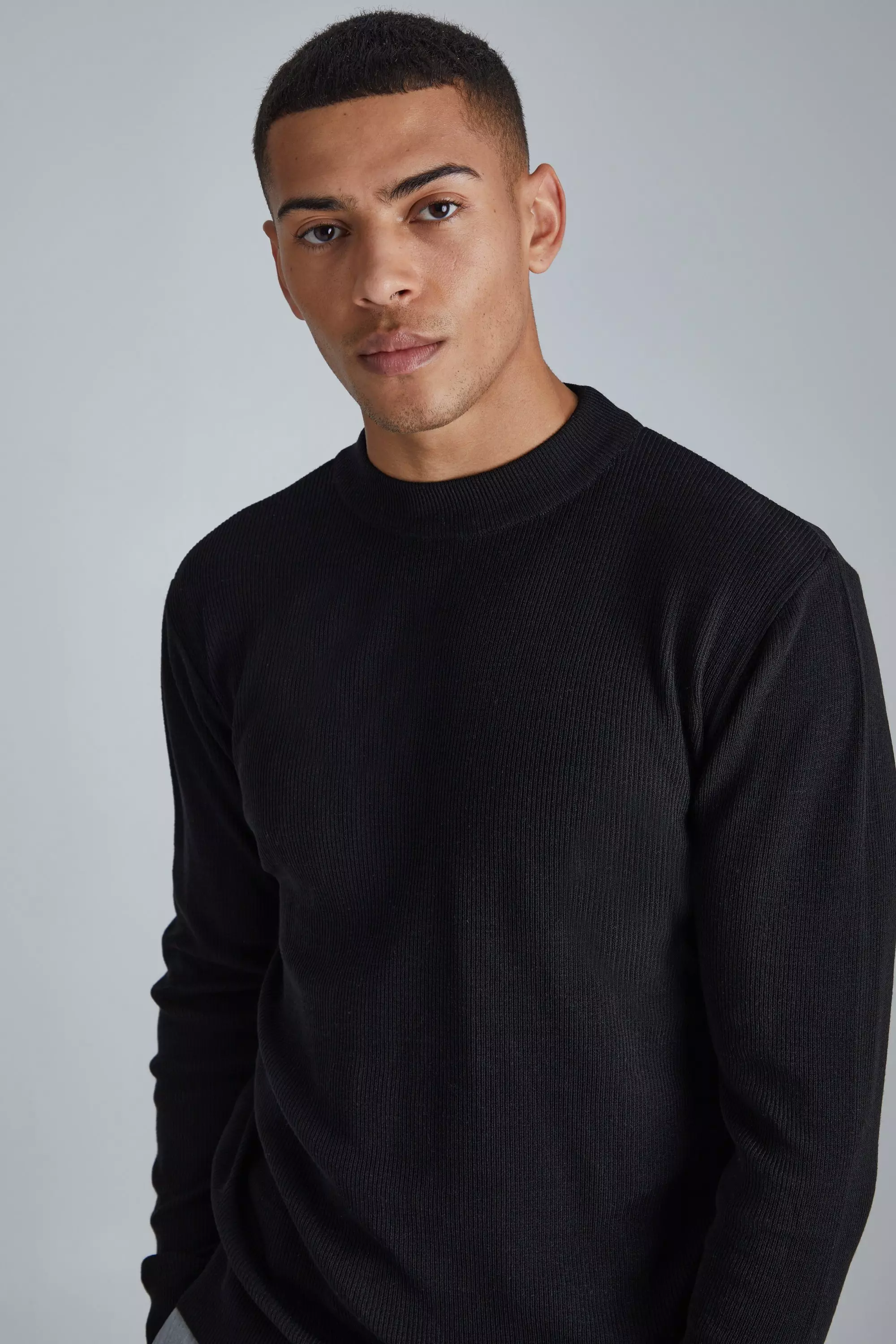 Mens ribbed 2024 black turtleneck