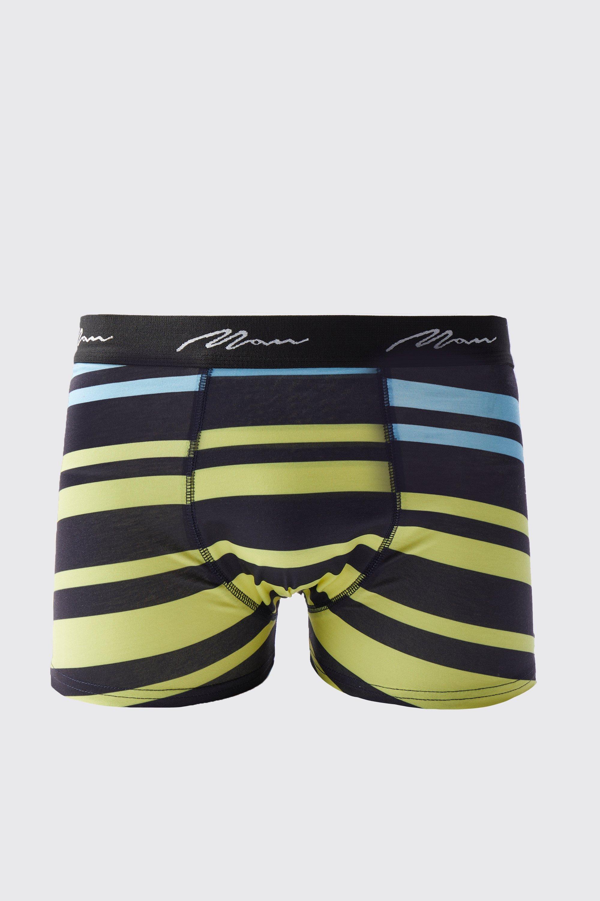 Mens Black Stripe Print Boxers, Black