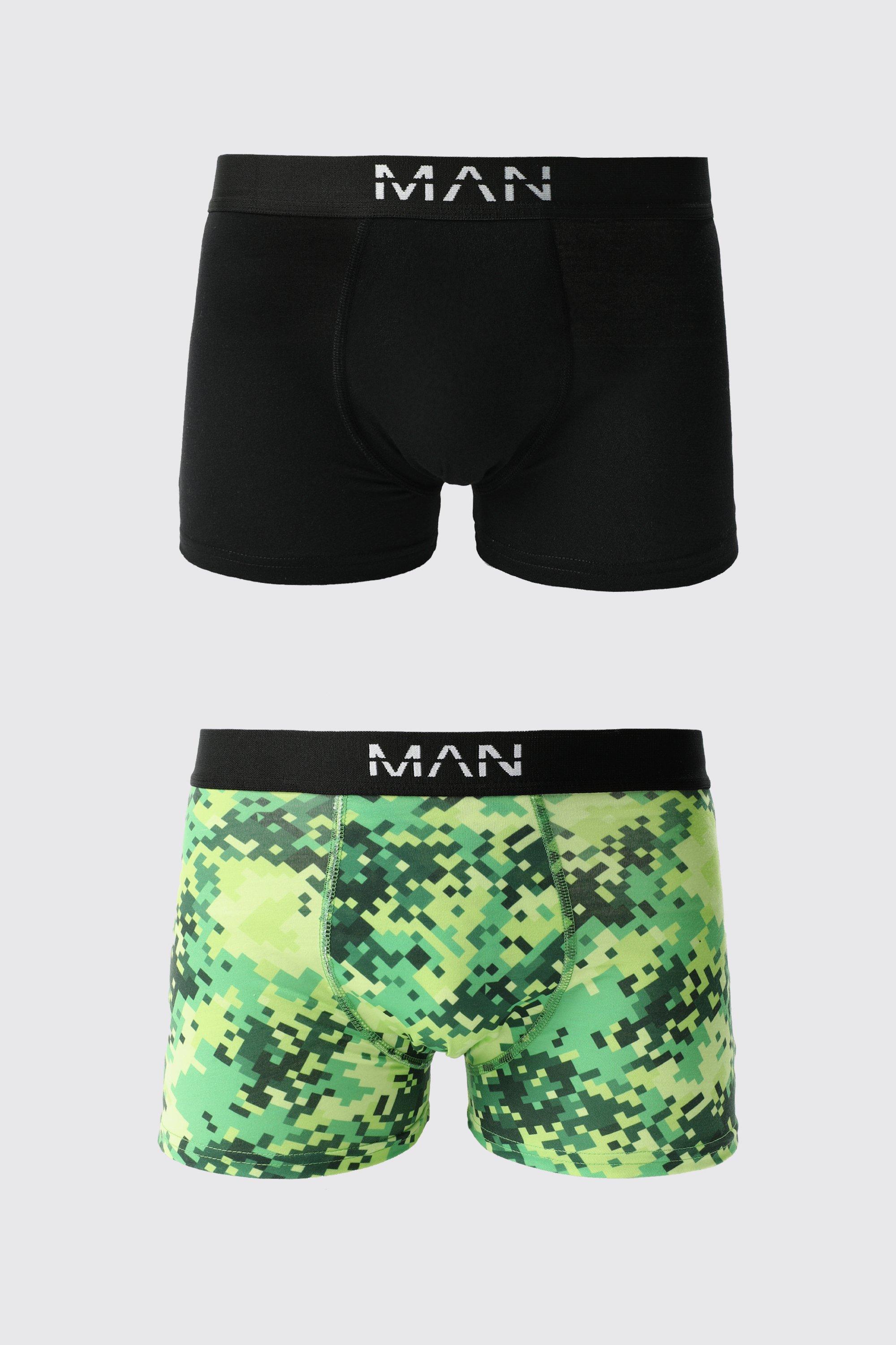 lot de 3 boxers à imprimé camouflage homme - vert - xs, vert