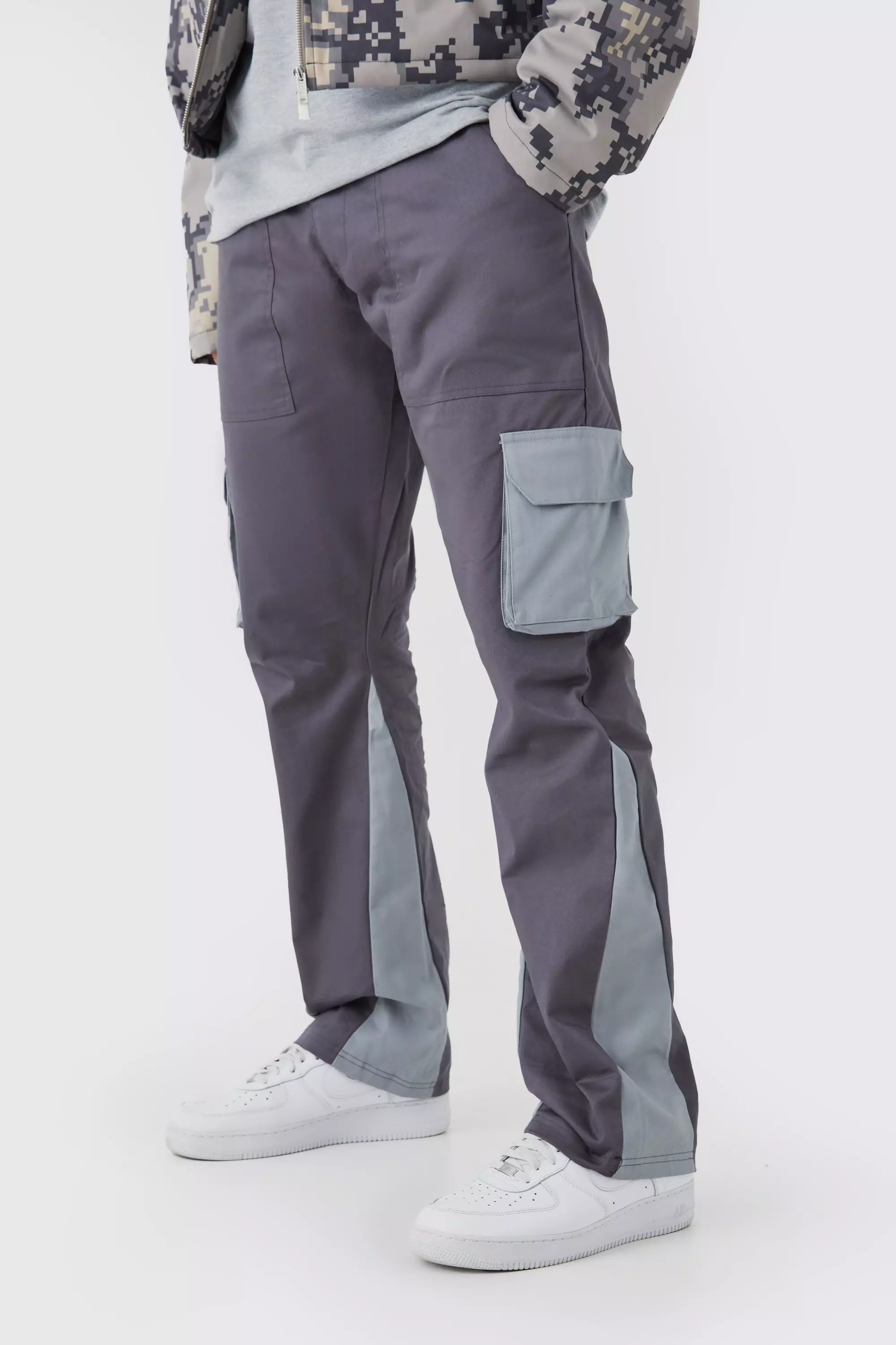 Tall Slim Flare Gusset Colour Block Cargo Pants