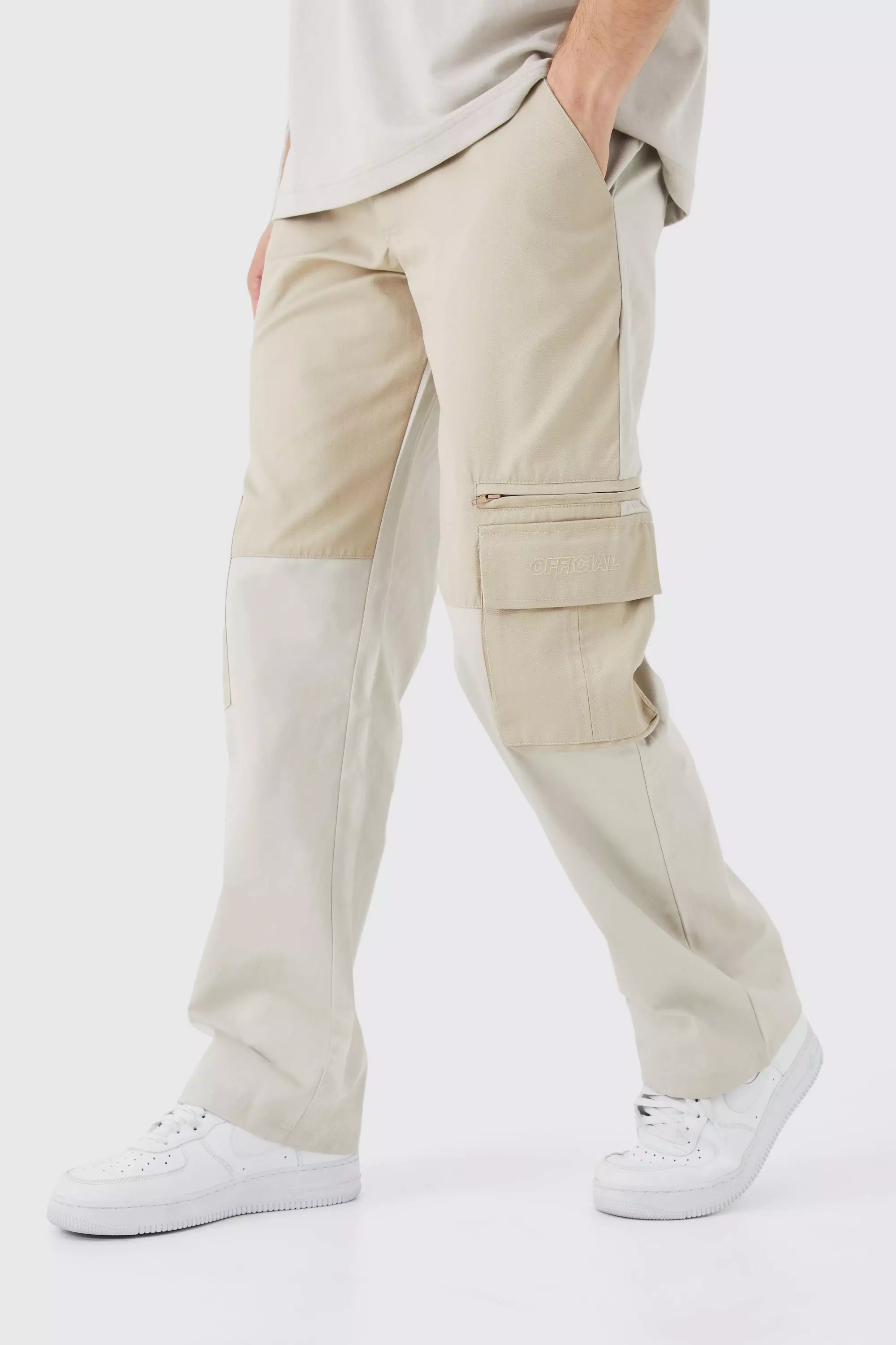 Tall Relaxed Fit Colour Block Official Branded Cargo Pants