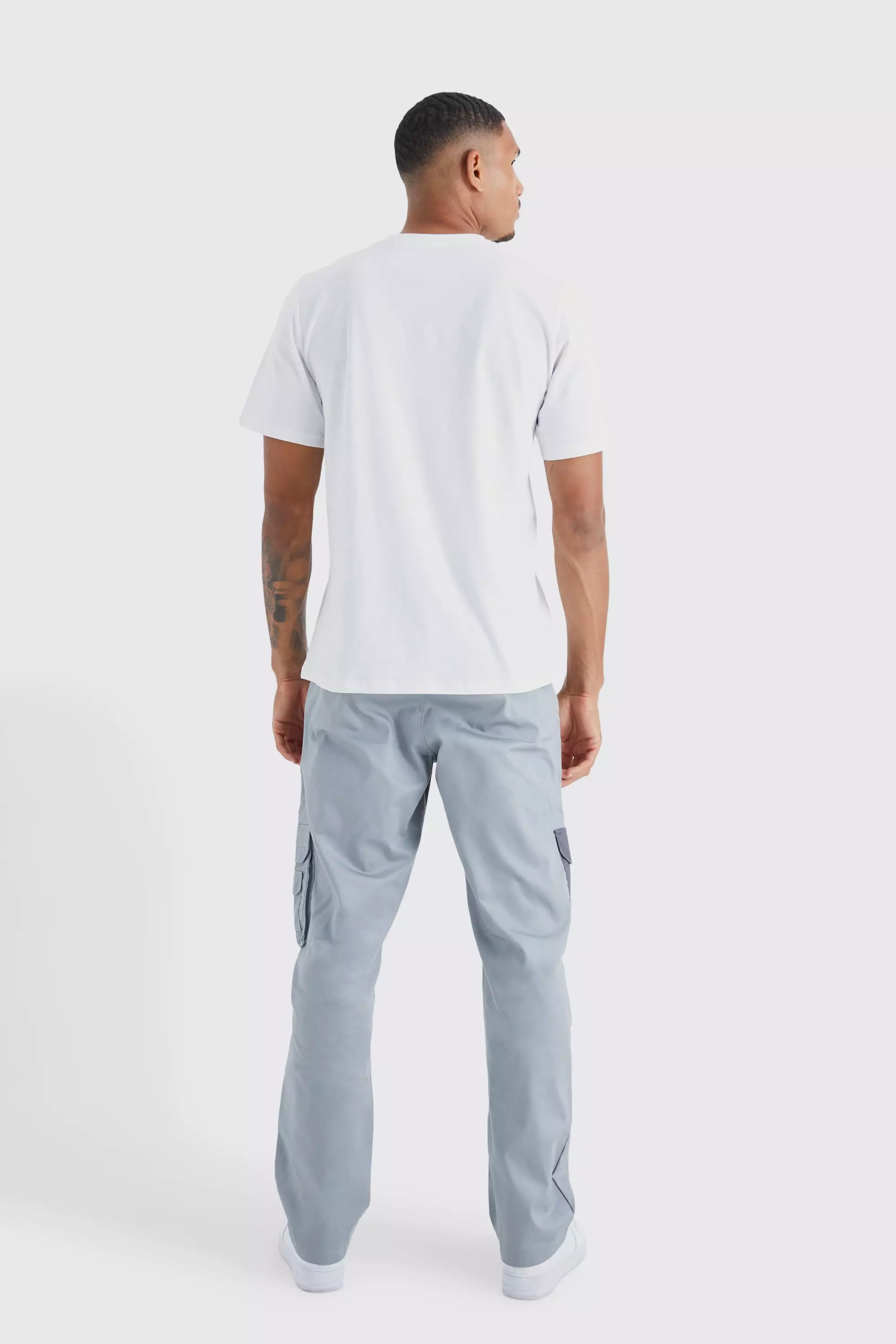 Tall Relaxed Fit Colour Block Tonal Branded Cargo Pants