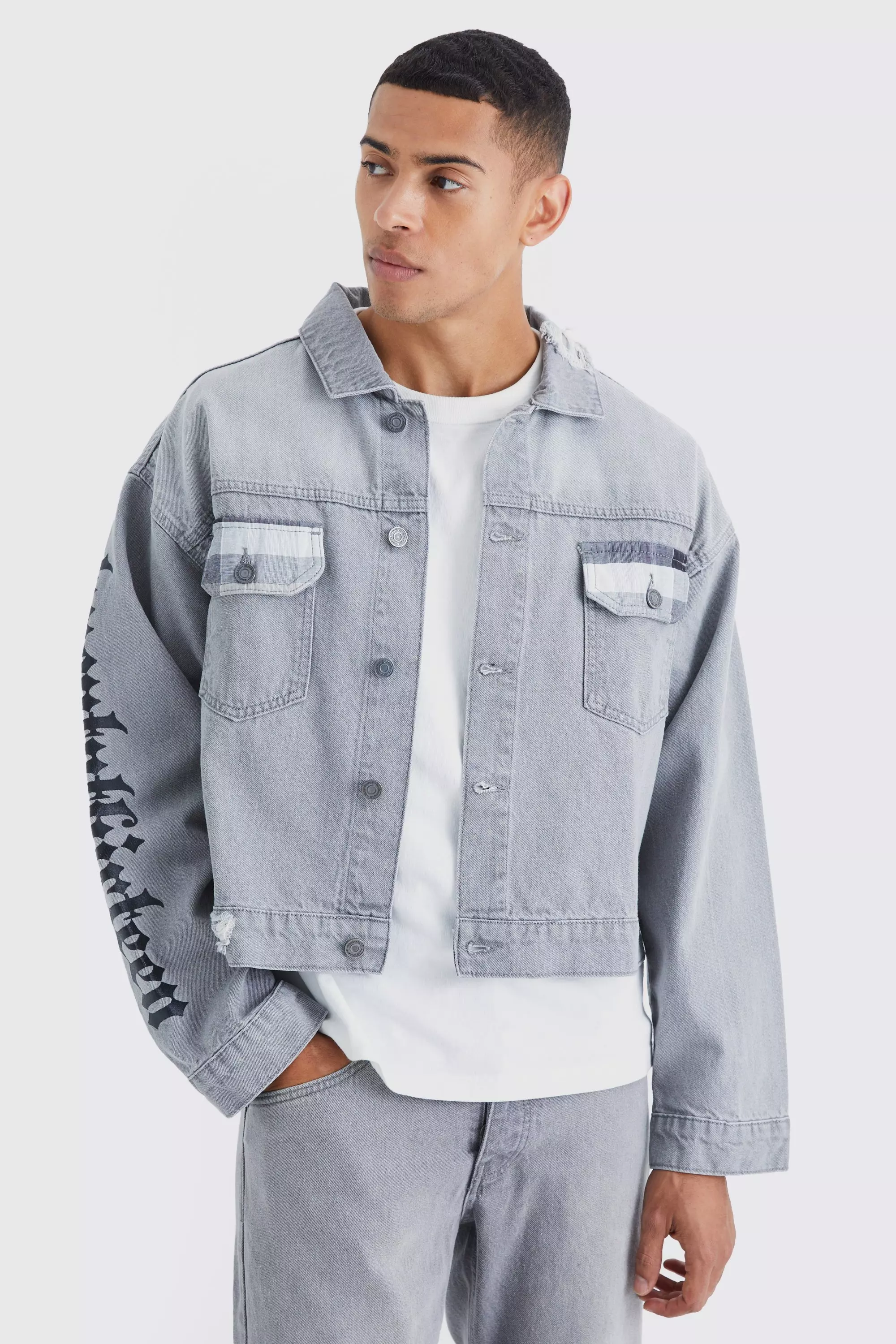 Mens graphic 2025 denim jacket