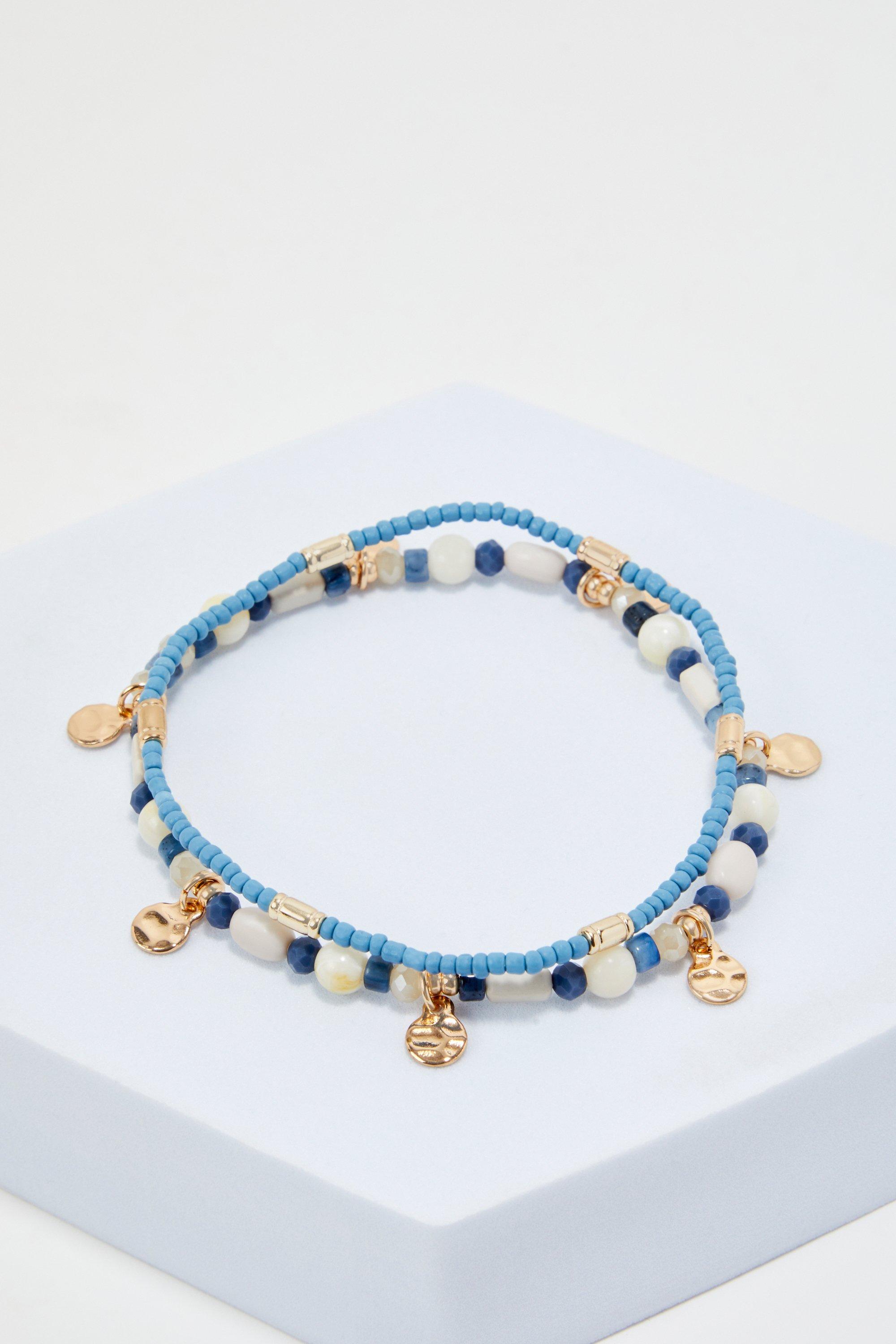 lot de 2 bracelets perlés homme - multicolore - one size, multicolore