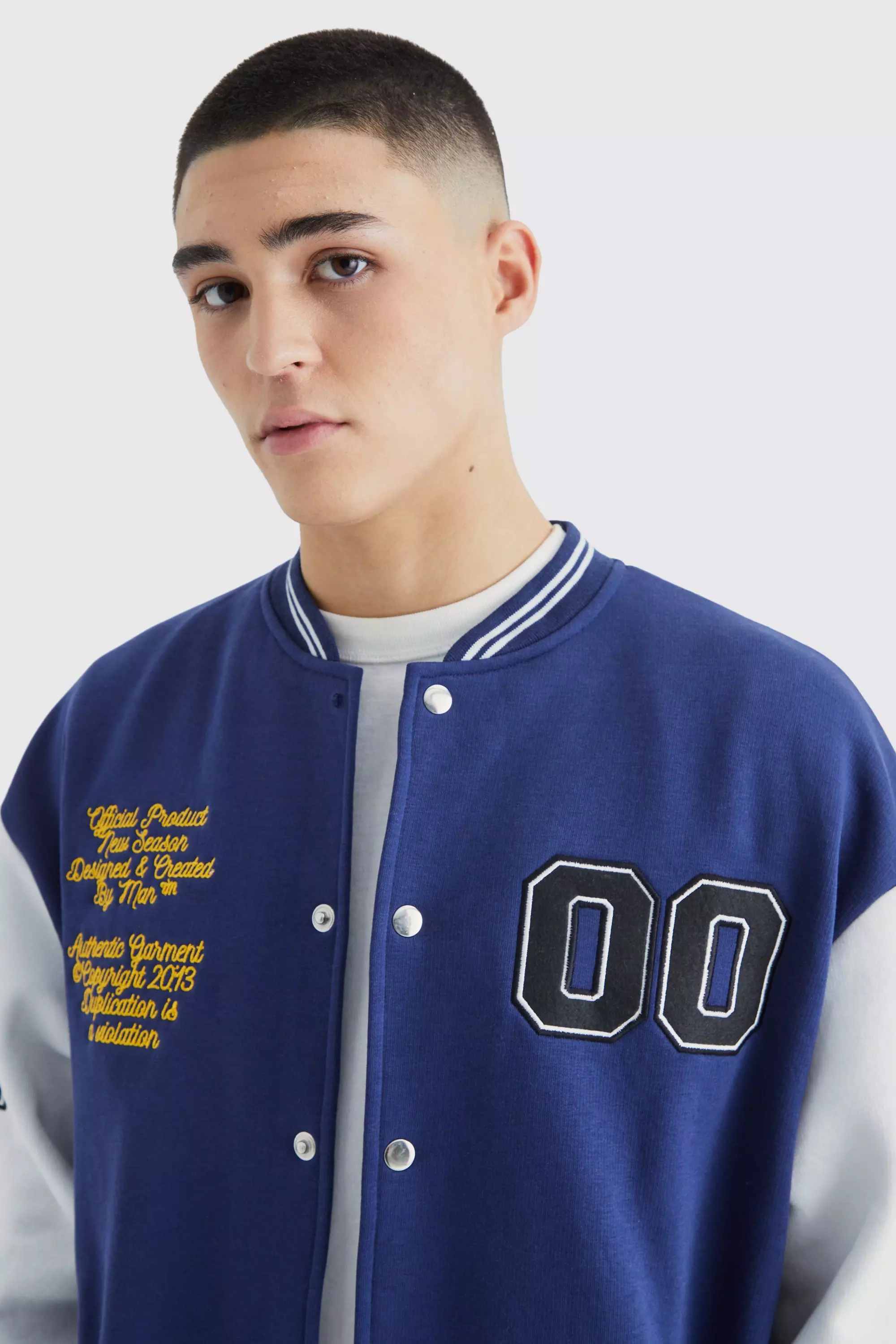 Jersey Varsity Bomber Jacket With Badges