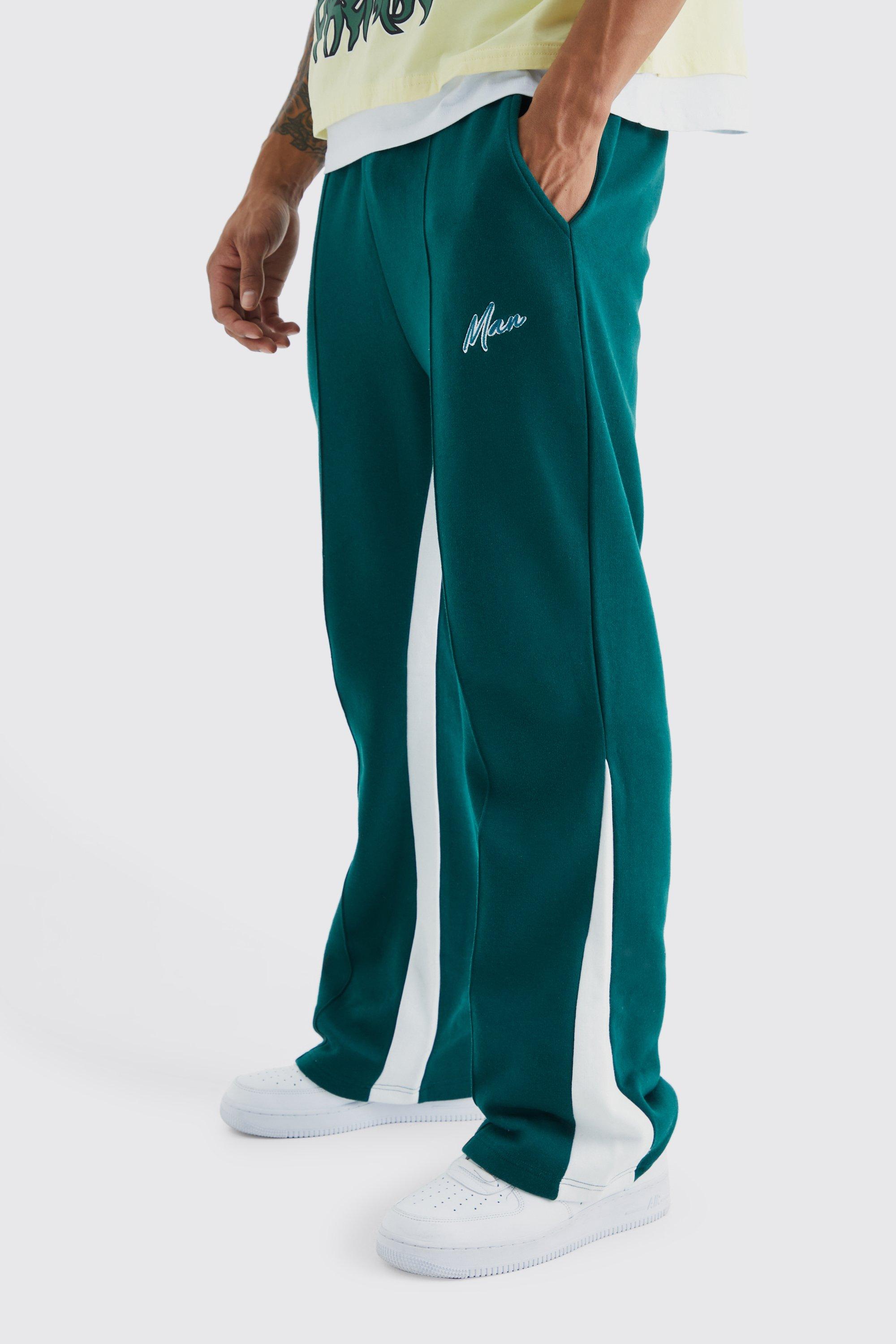Image of Pantaloni tuta Man con inserti a contrasto e pieghe sul fondo, Verde