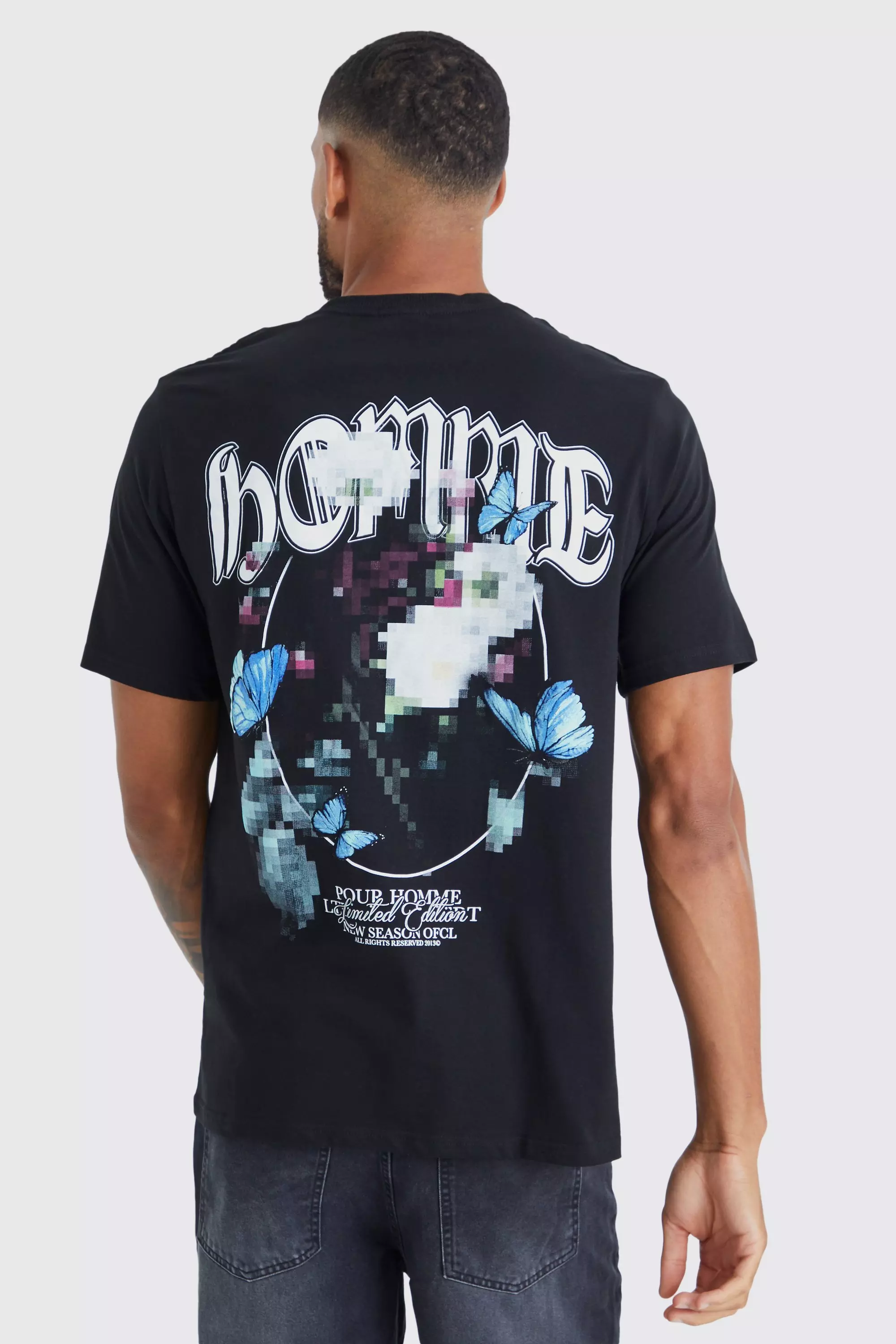 Tall Pixilated Homme Floral T shirt