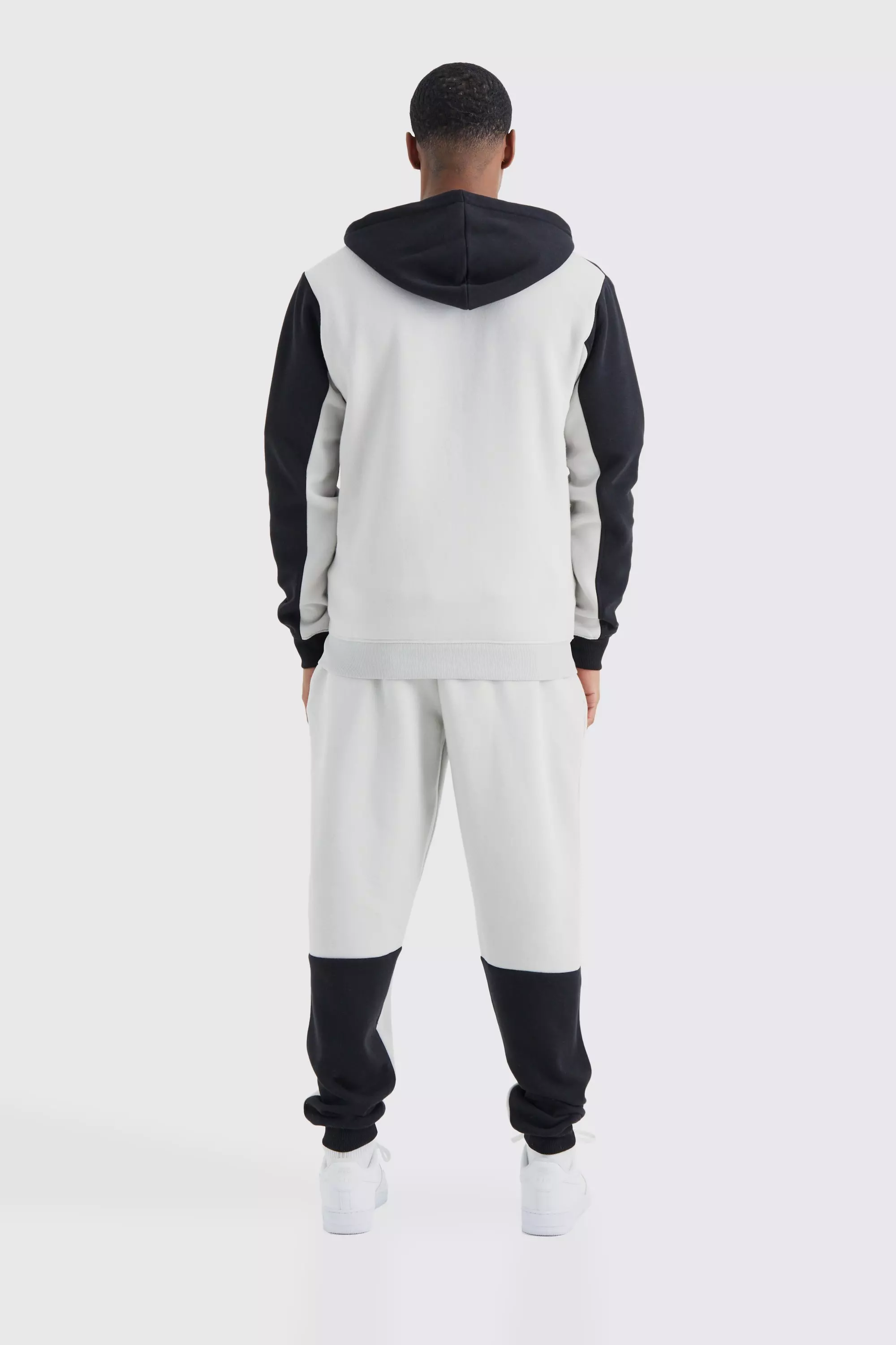 Boohooman black cheap and white tracksuit