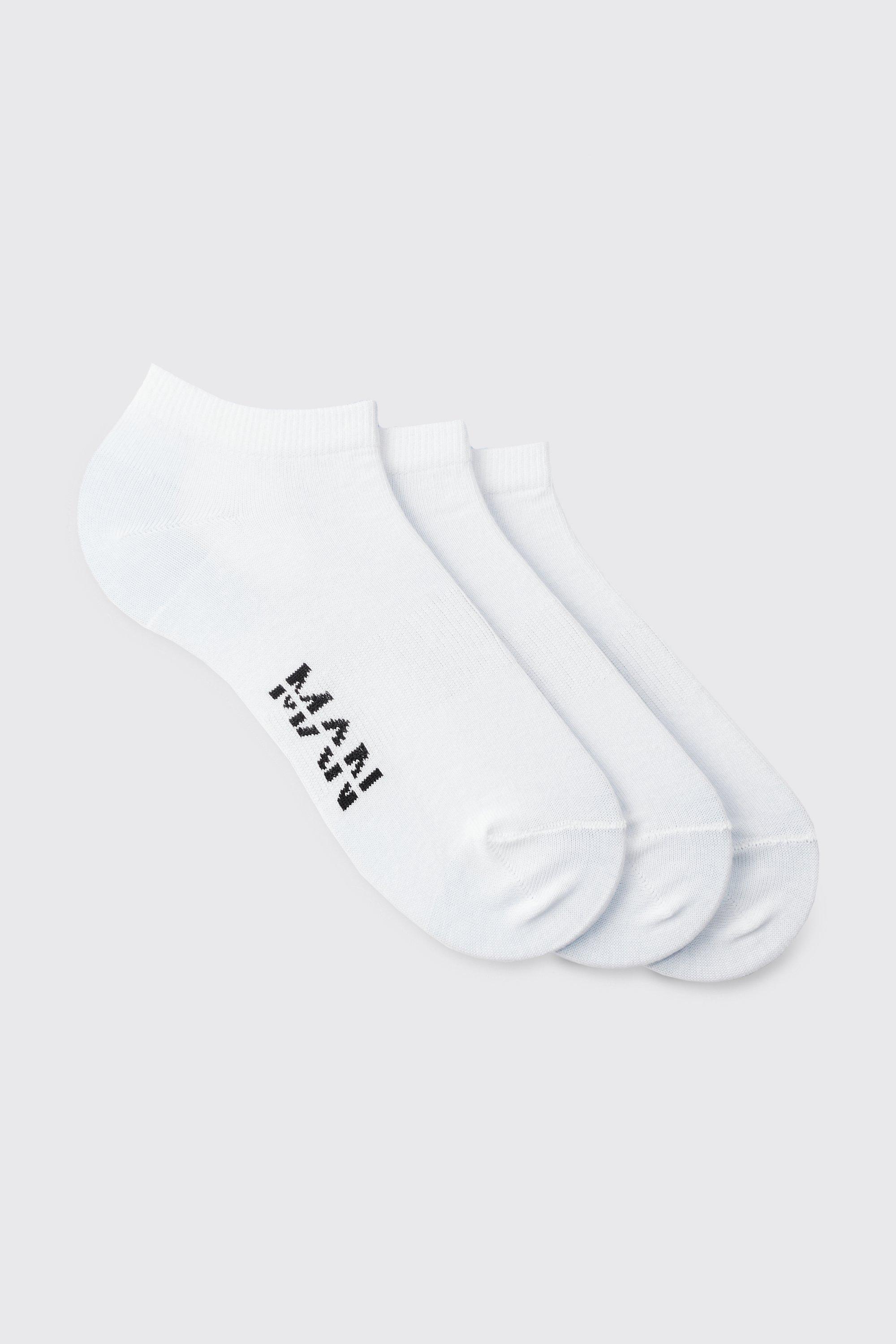 Mens White 3 Pack Man Sole Logo Trainer Socks, White