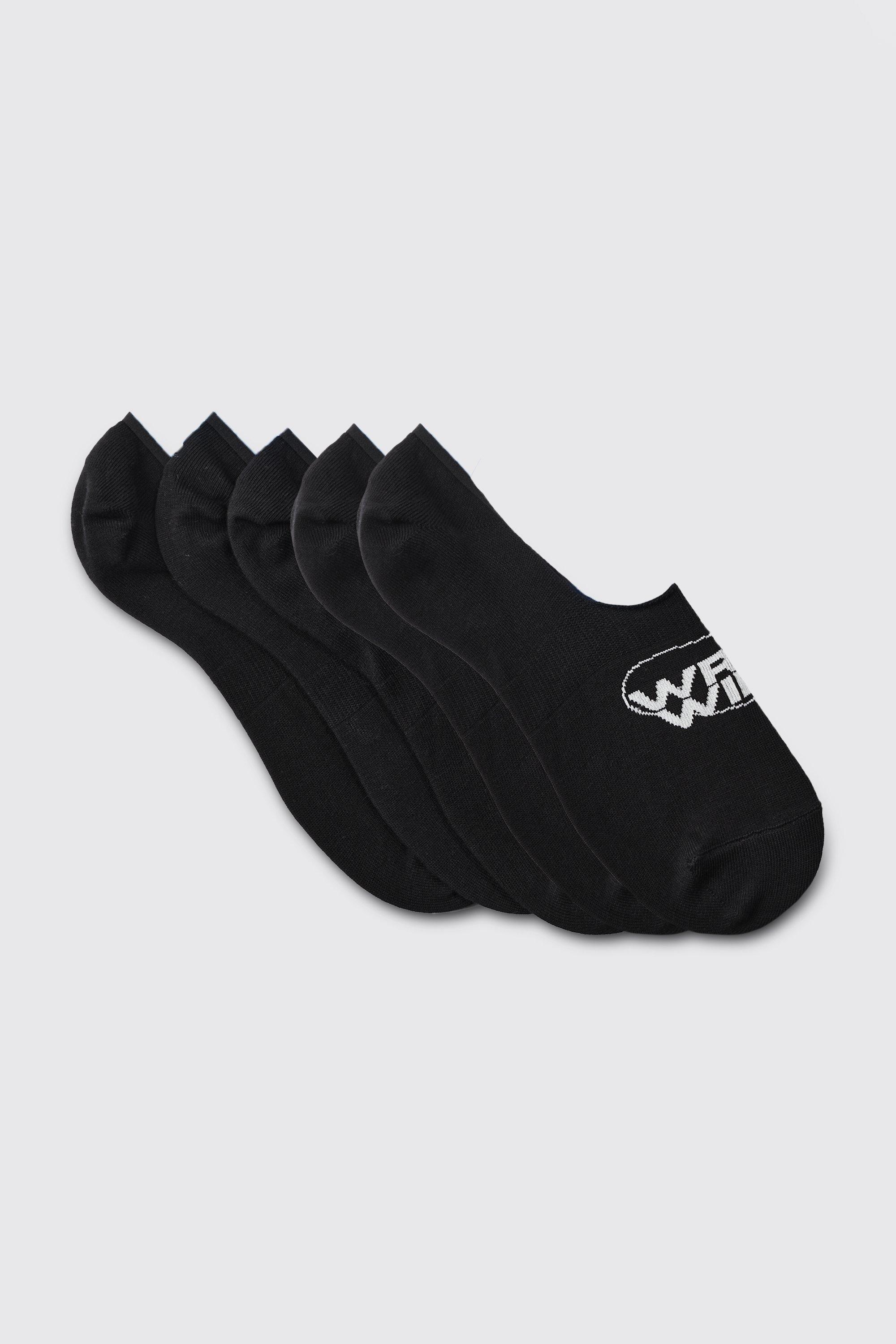 Mens Black 3 Pack Worldwide Logo Invisible Socks, Black
