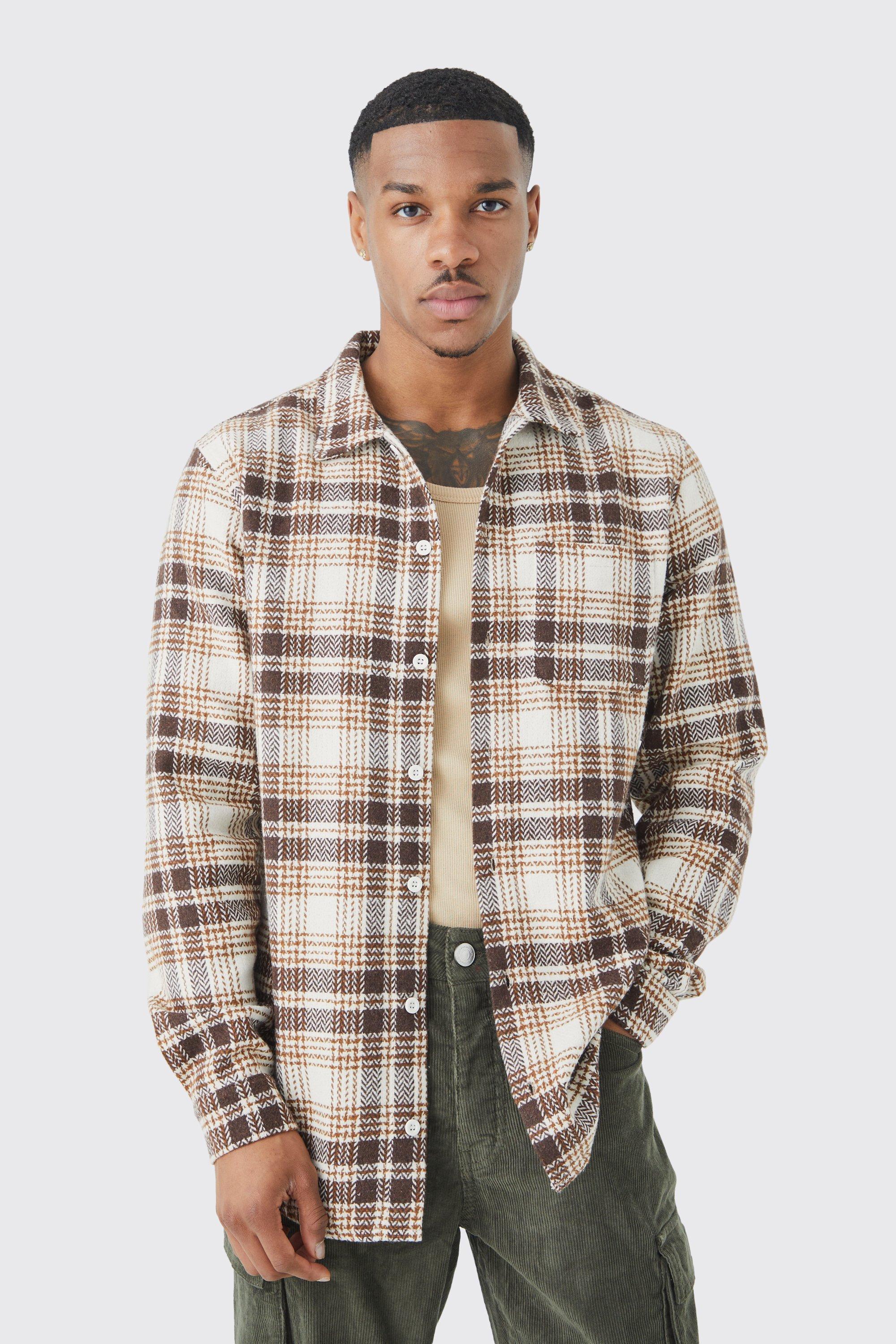 Mens Beige Regular check Check Shirt, Beige