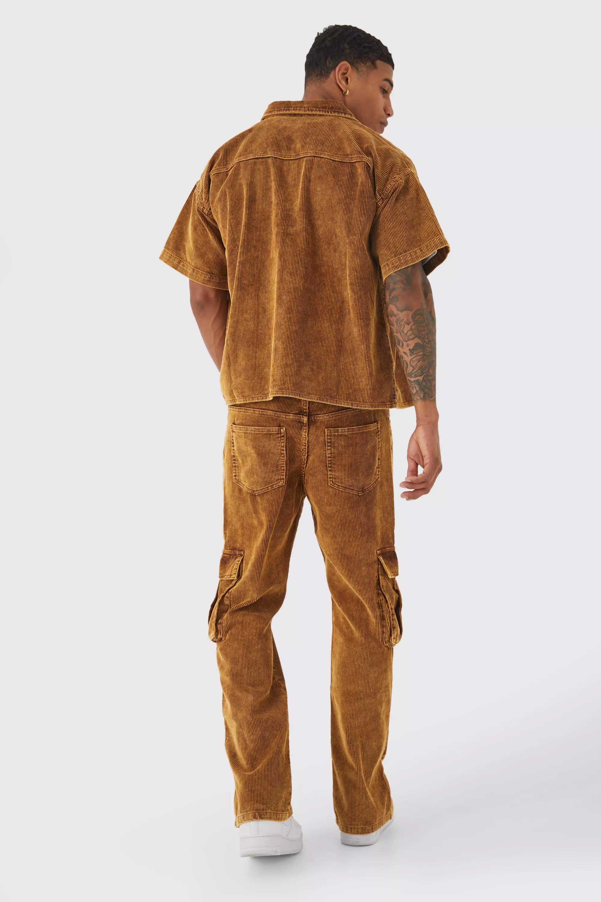 Acid Wash Relaxed Fit Popper Cord Pants