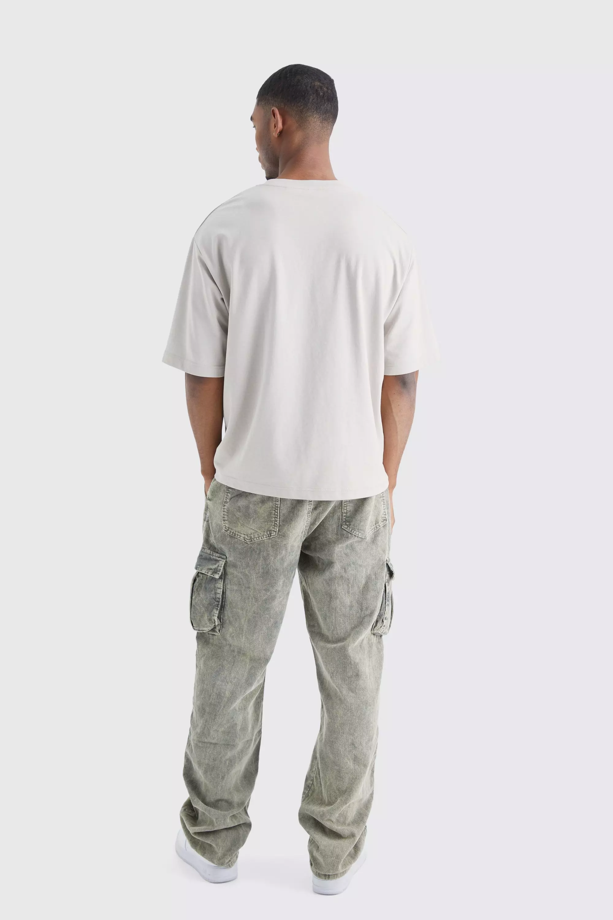 Tall Relaxed Acid Wash Cord Cargo Pants