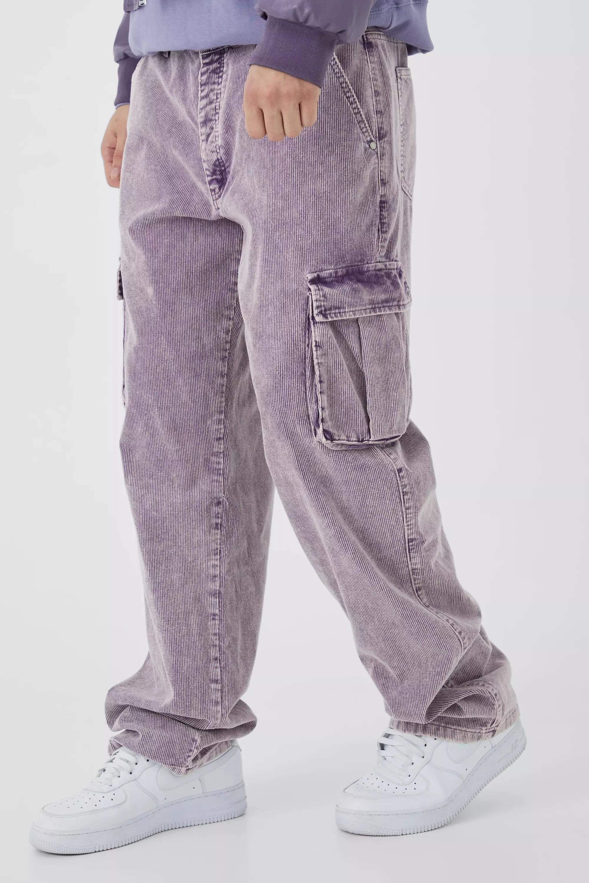 Tall Relaxed Acid Wash Cord Cargo Pants