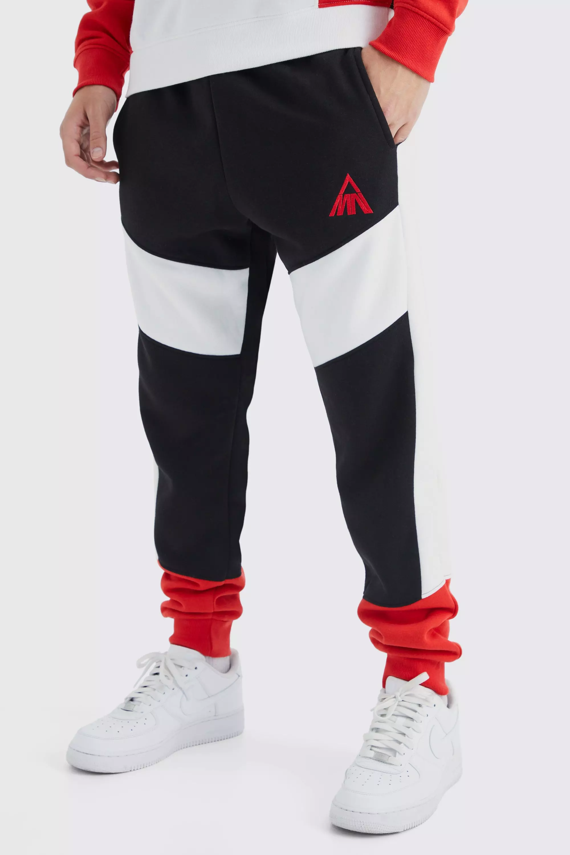 Color block track pants sales mens