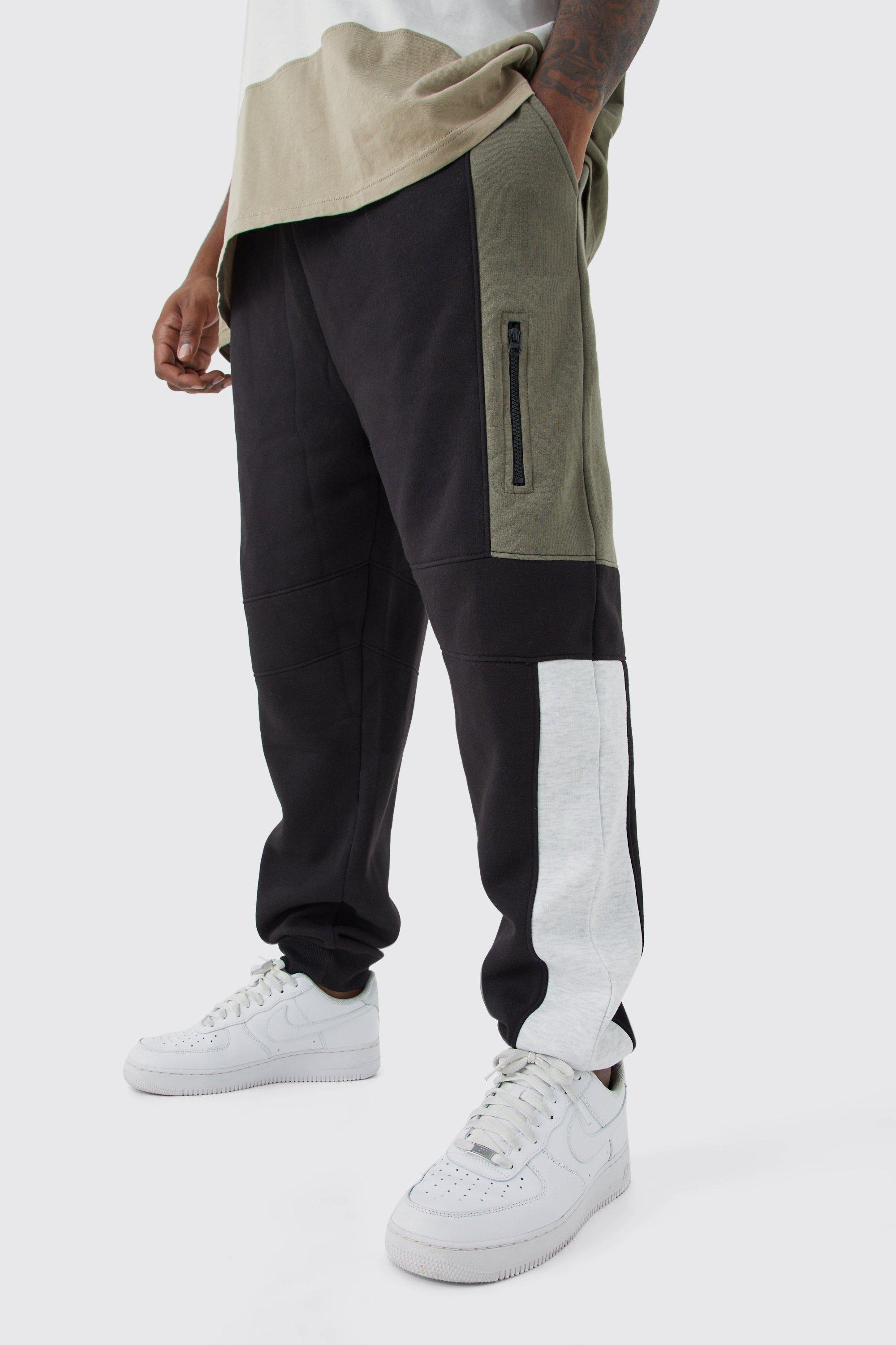 Image of Pantaloni tuta Plus Size Slim Fit con pannelli, Verde