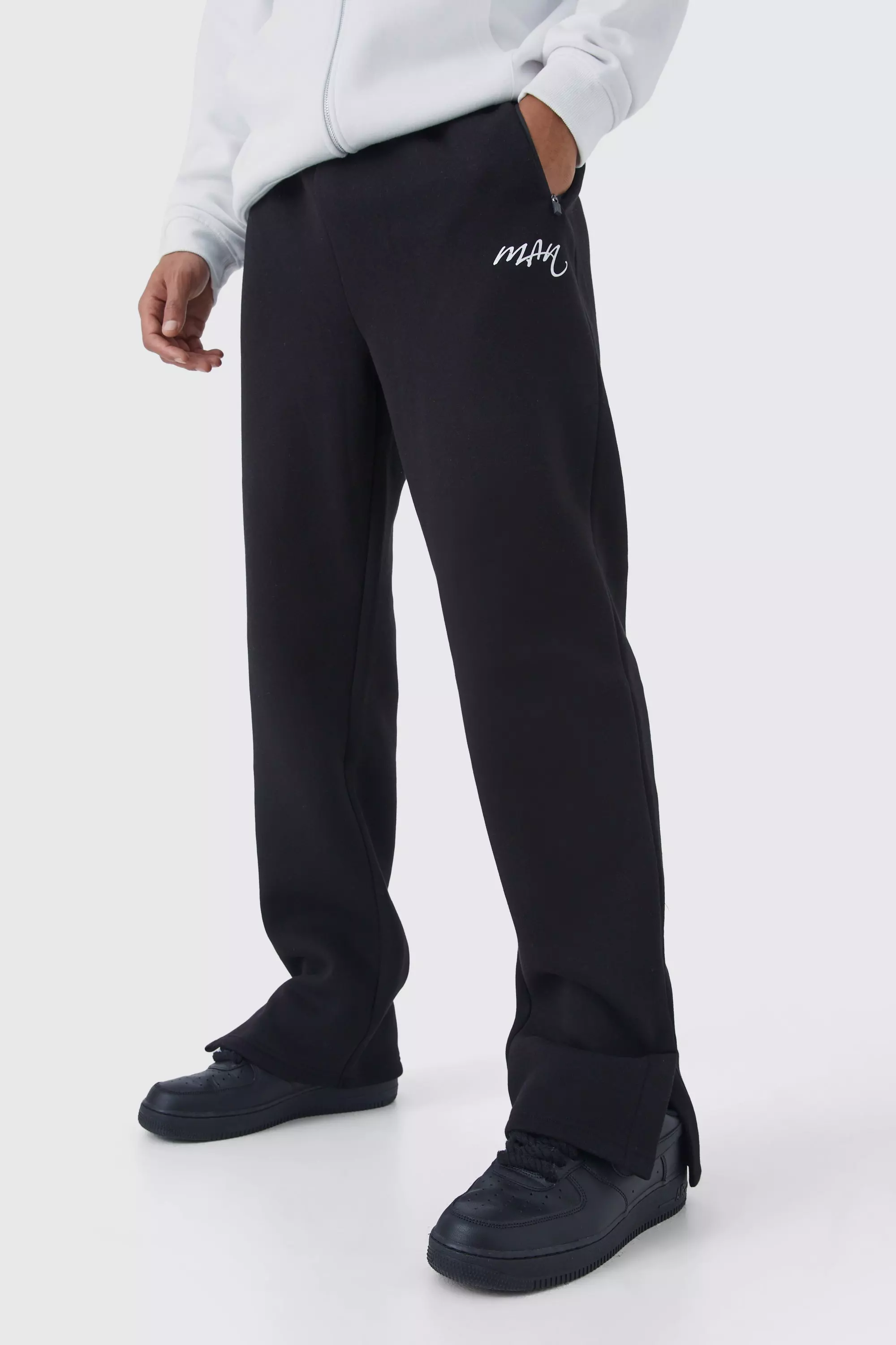 White Fleece Core Jogger Pants, Men's Joggers