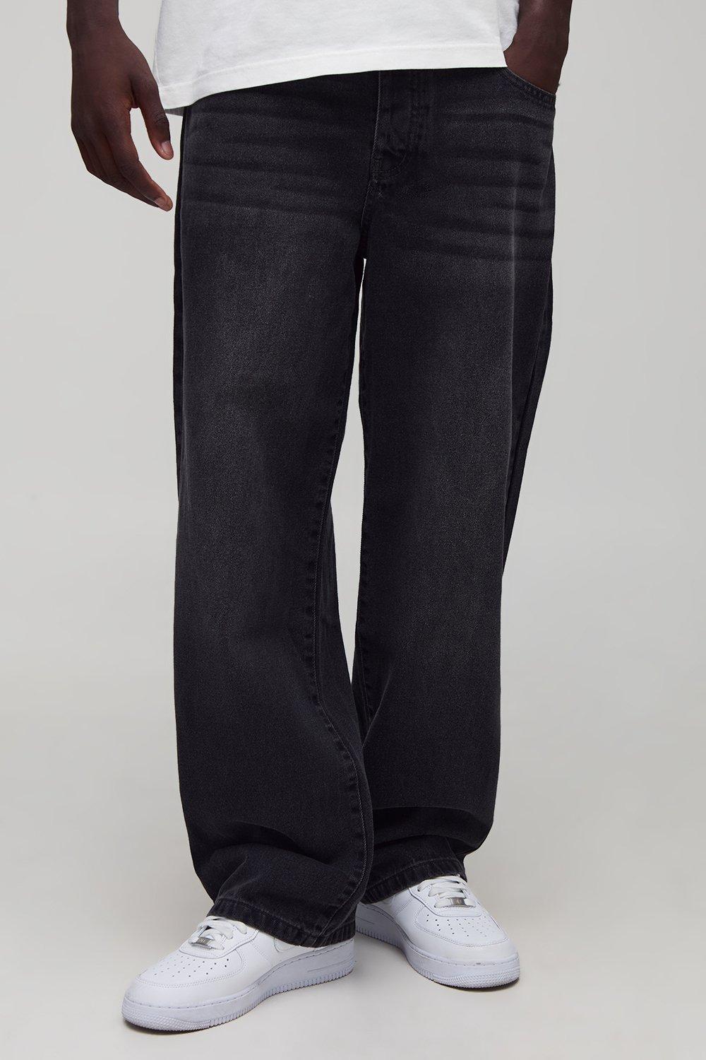 Image of Jeans rilassati in denim rigido, Grigio
