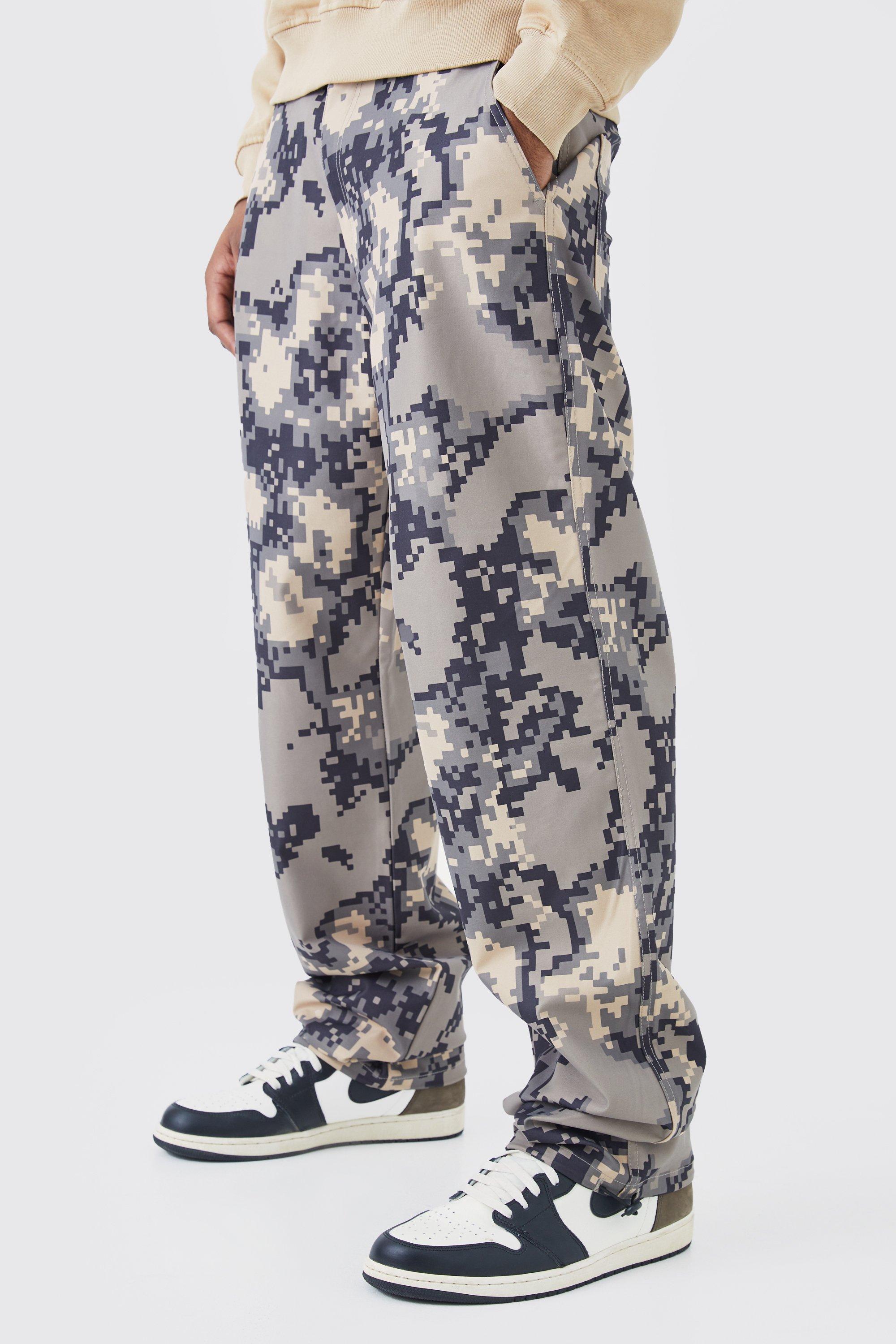 tall - pantalon large à imprimé camouflage homme - pierre - 36, pierre