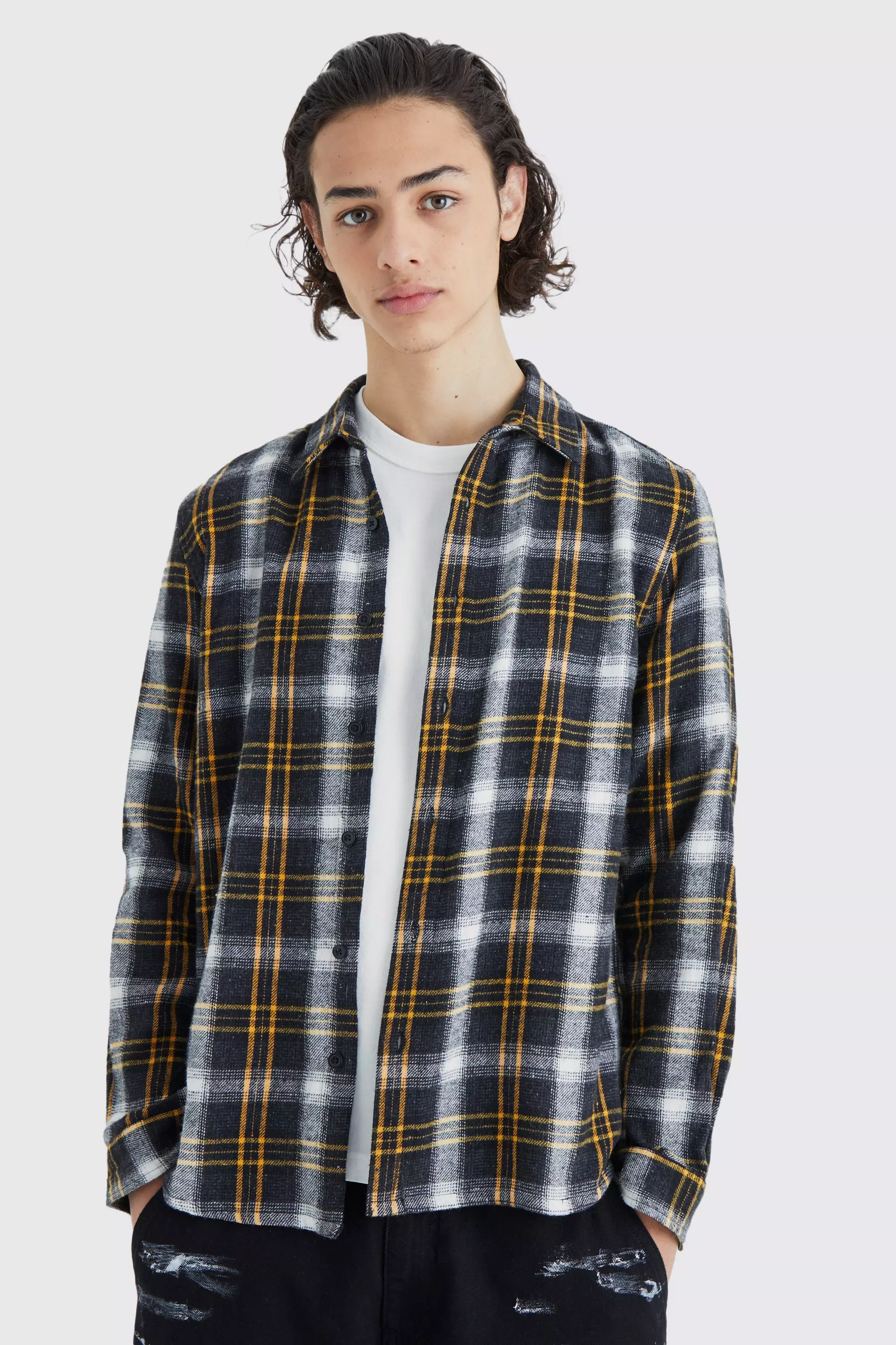 Heavy Weight Bleached Check Overshirt