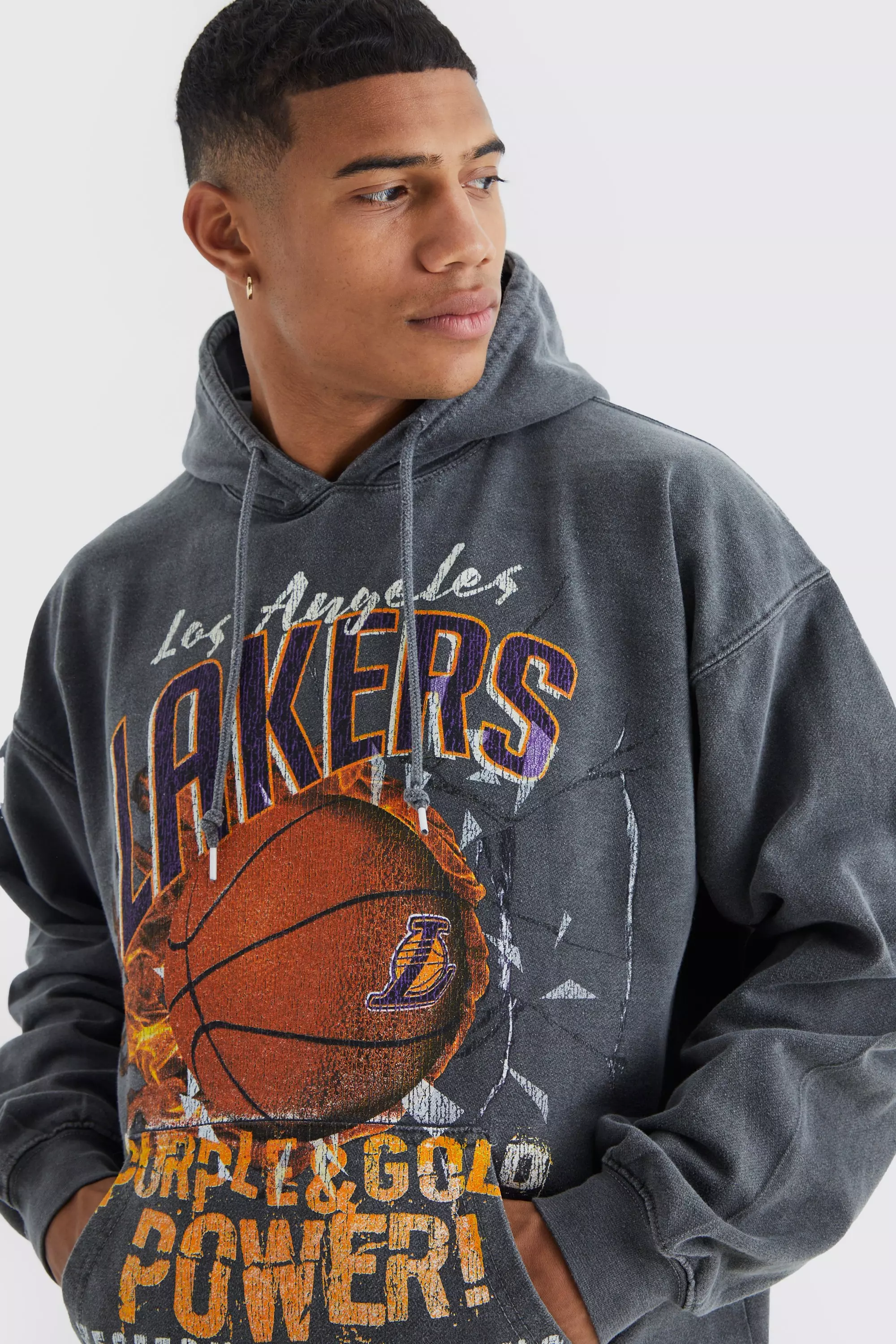 lakers hoodie grey