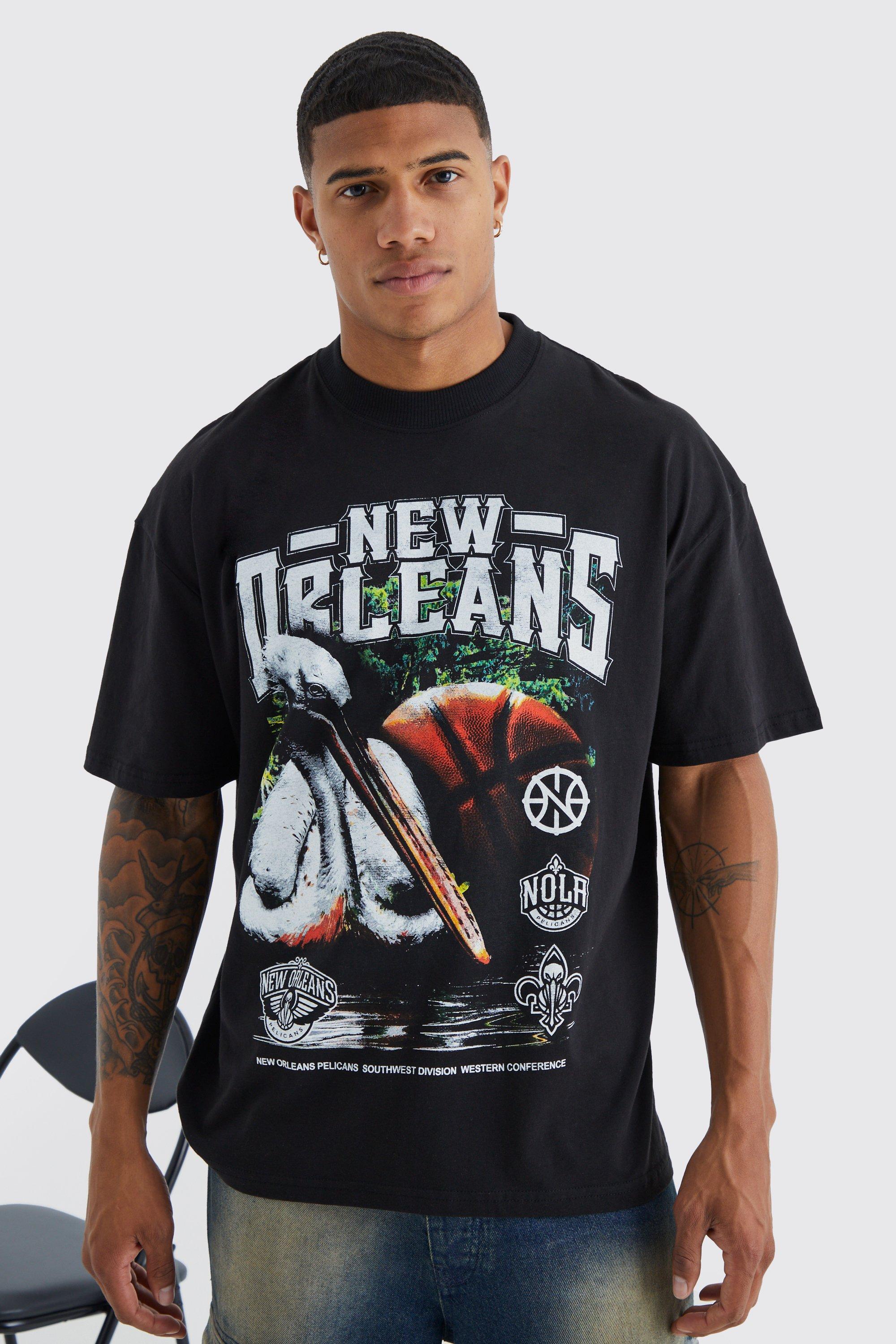Mens Black New Orleans Pelicans NBA License T Shirt, Black