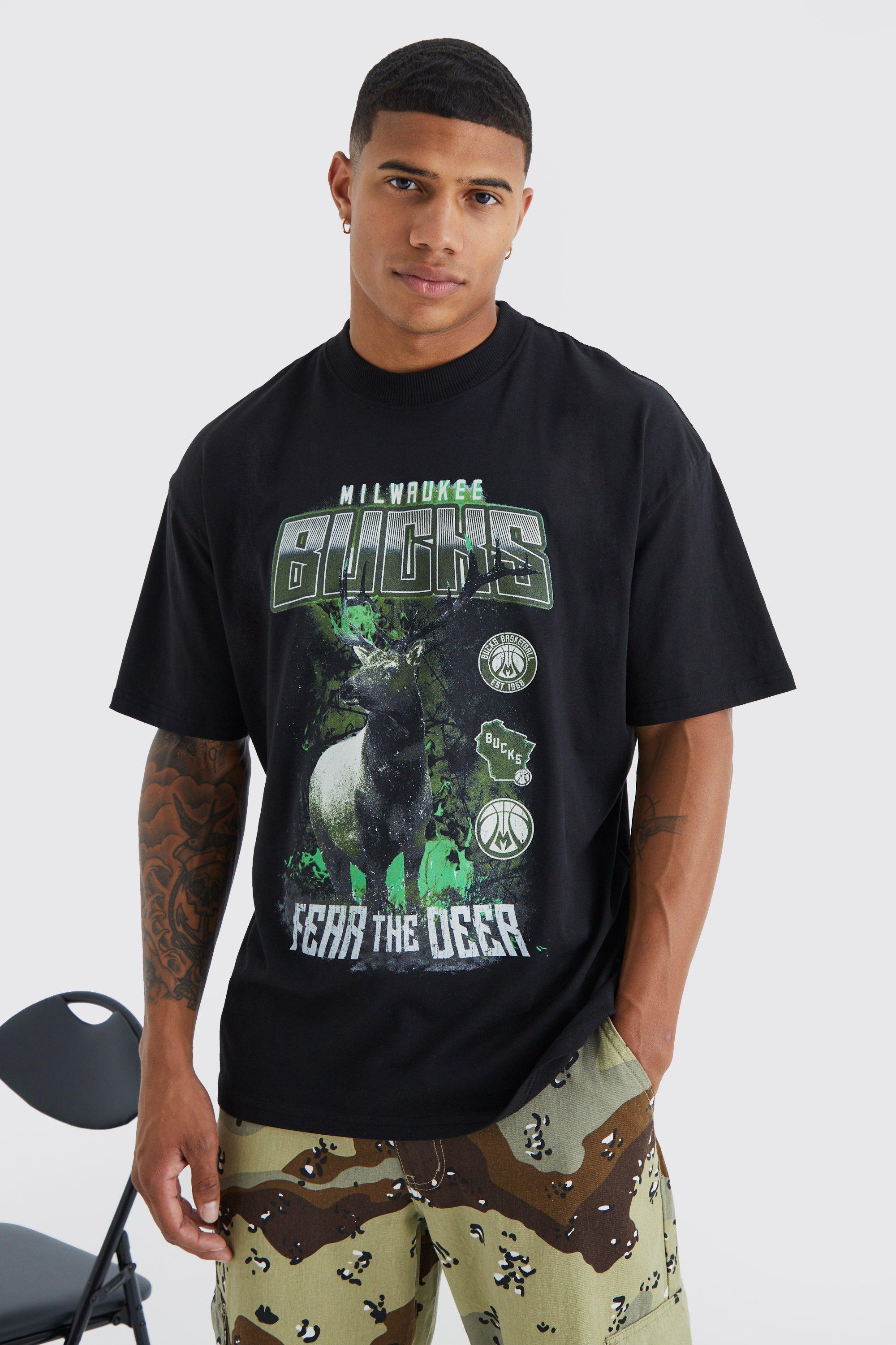 Mens Black Milwaukee Bucks NBA License T Shirt, Black