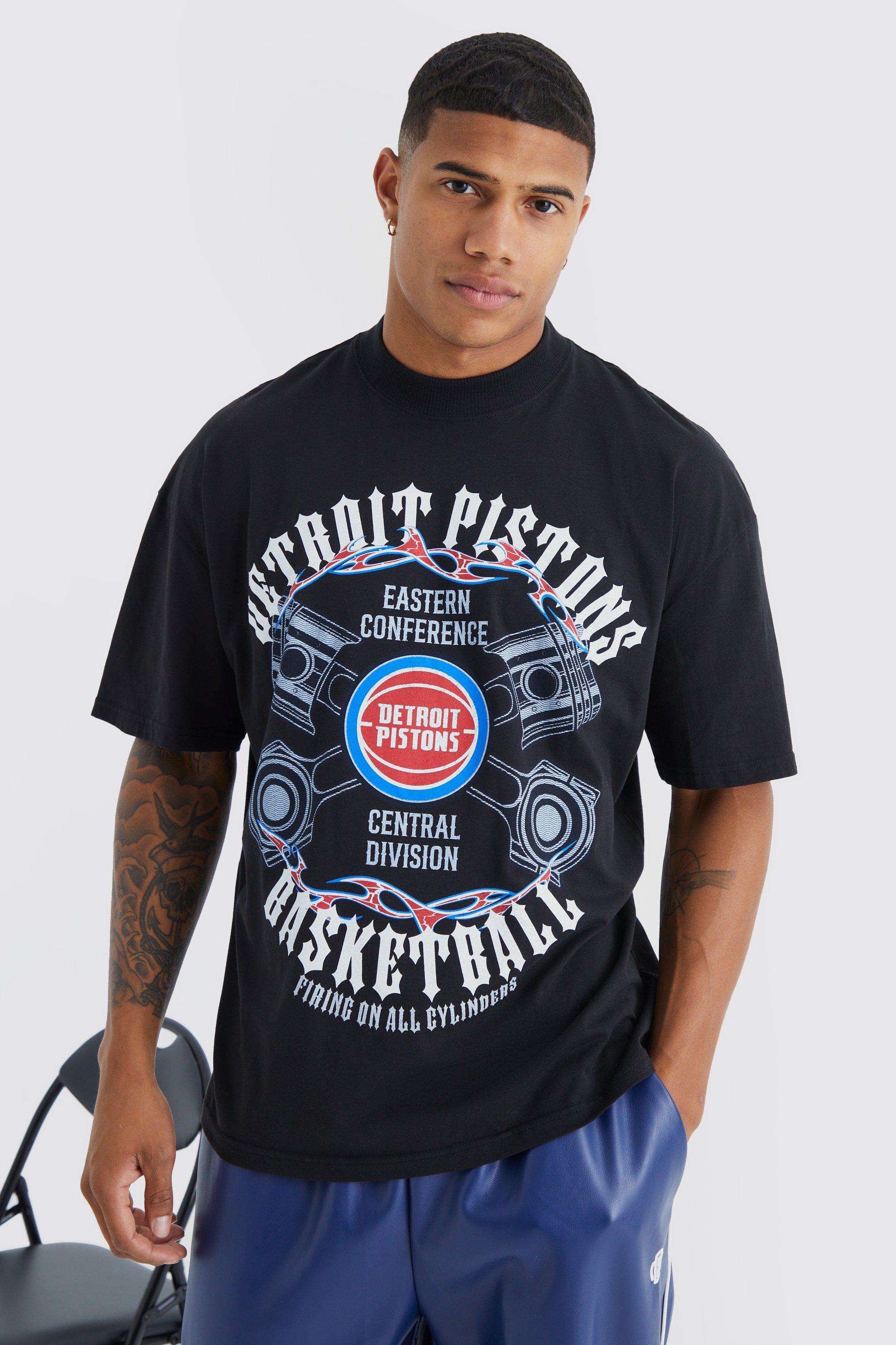 Mens Black Detroit Pistons NBA License T Shirt, Black