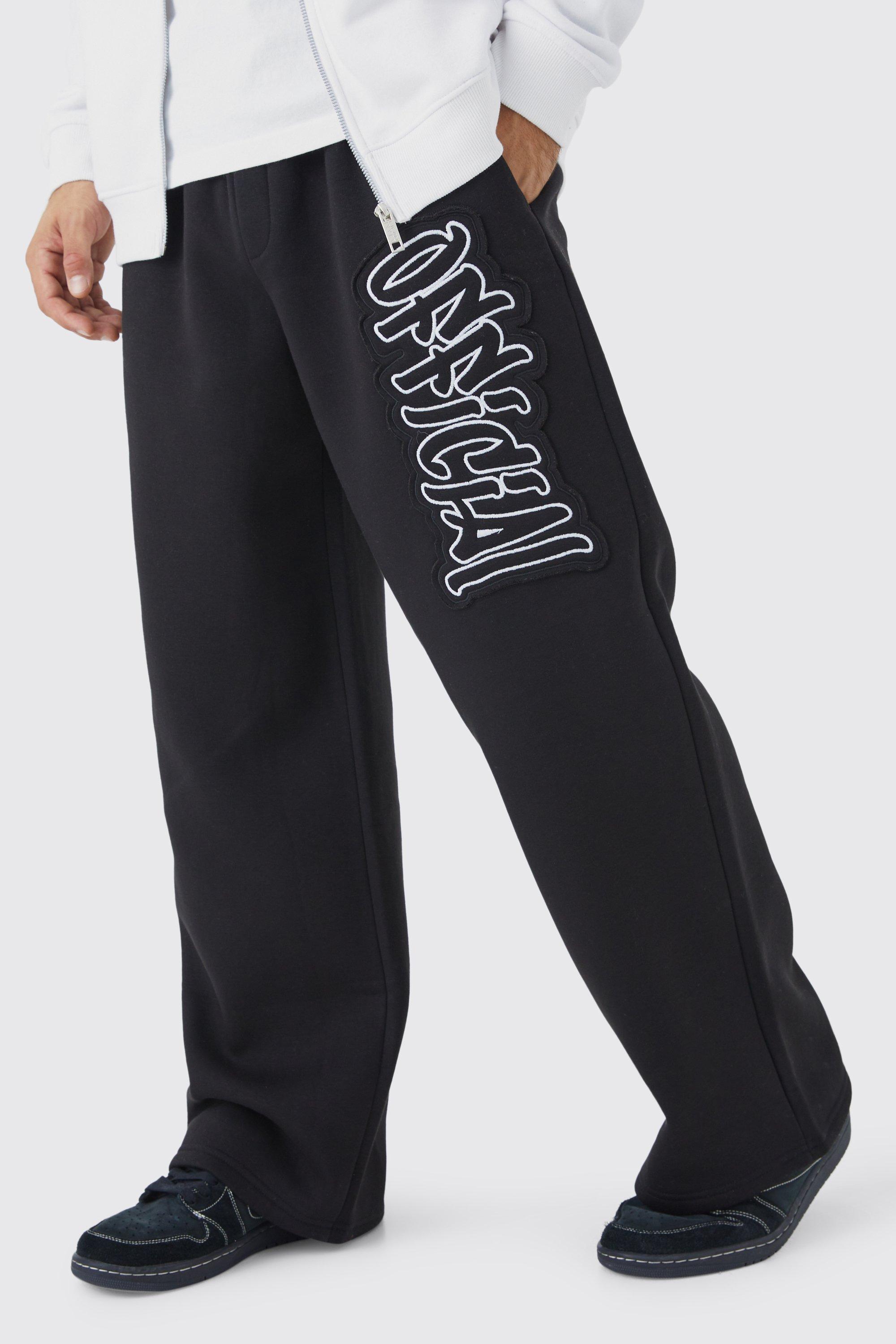 Mens Black Official Applique Wide Fit Jogger, Black