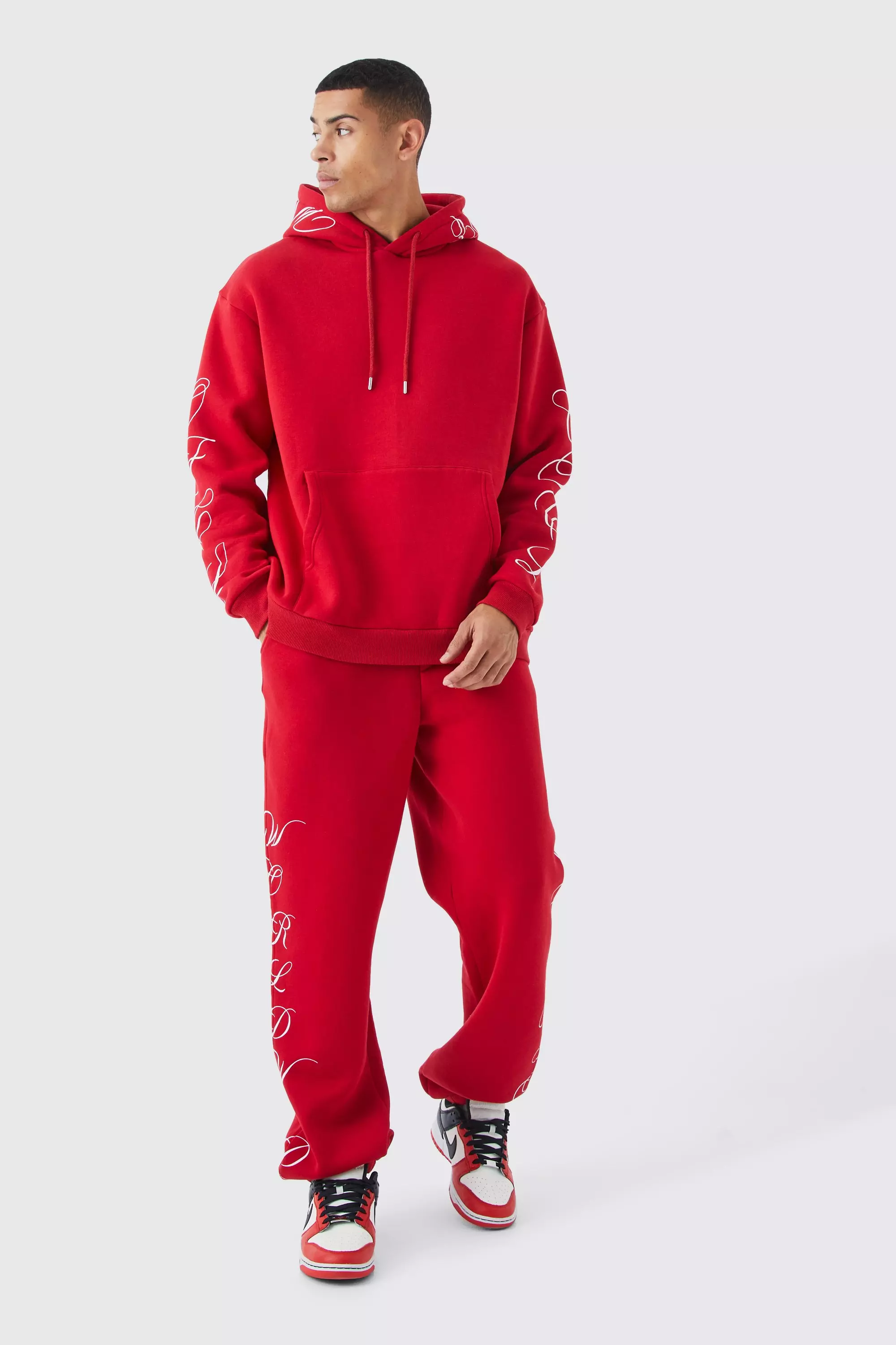 World Wide Script Oversized Hooded Tracksuit | boohooMAN USA