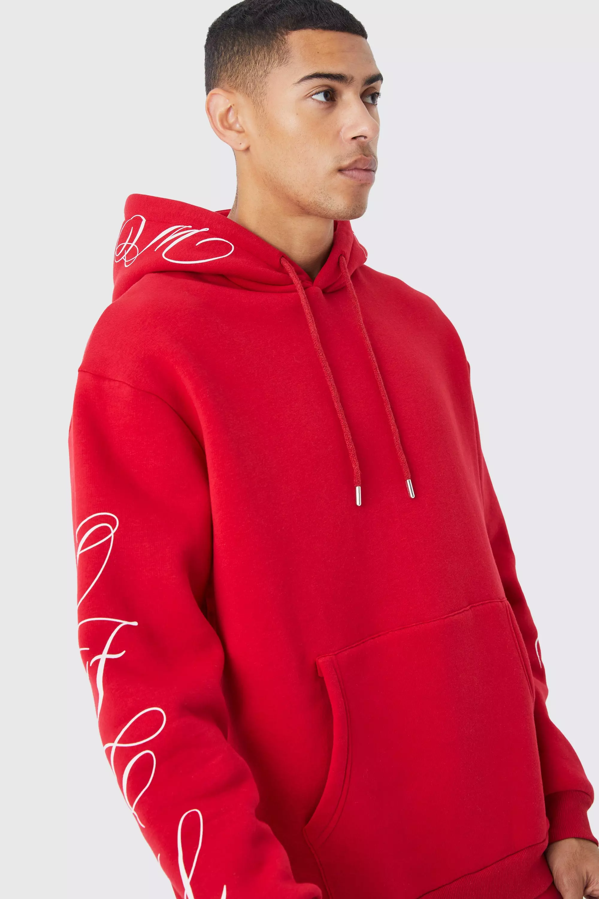 World Wide Script Oversized Hooded Tracksuit | boohooMAN USA