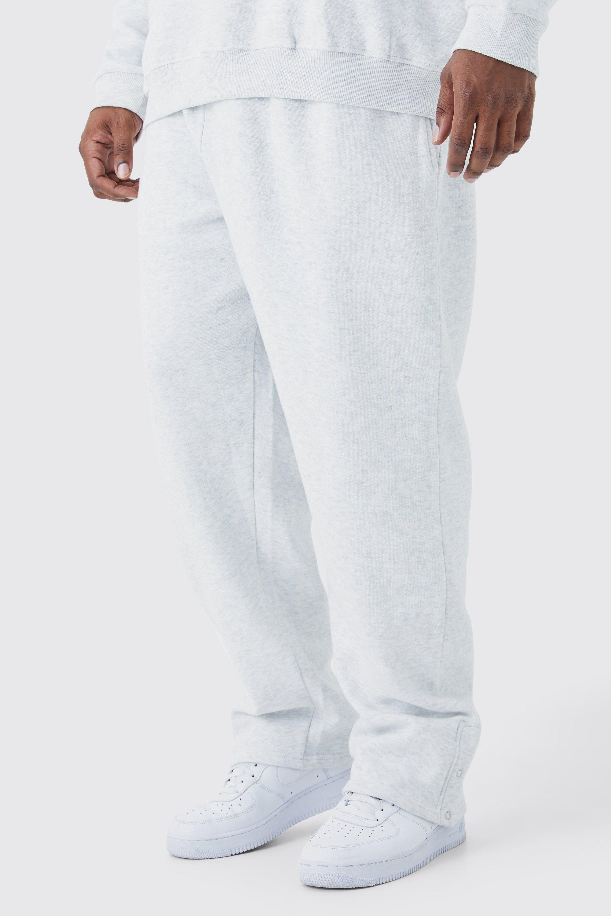 Mens Grey Plus Split Hem Jogger, Grey