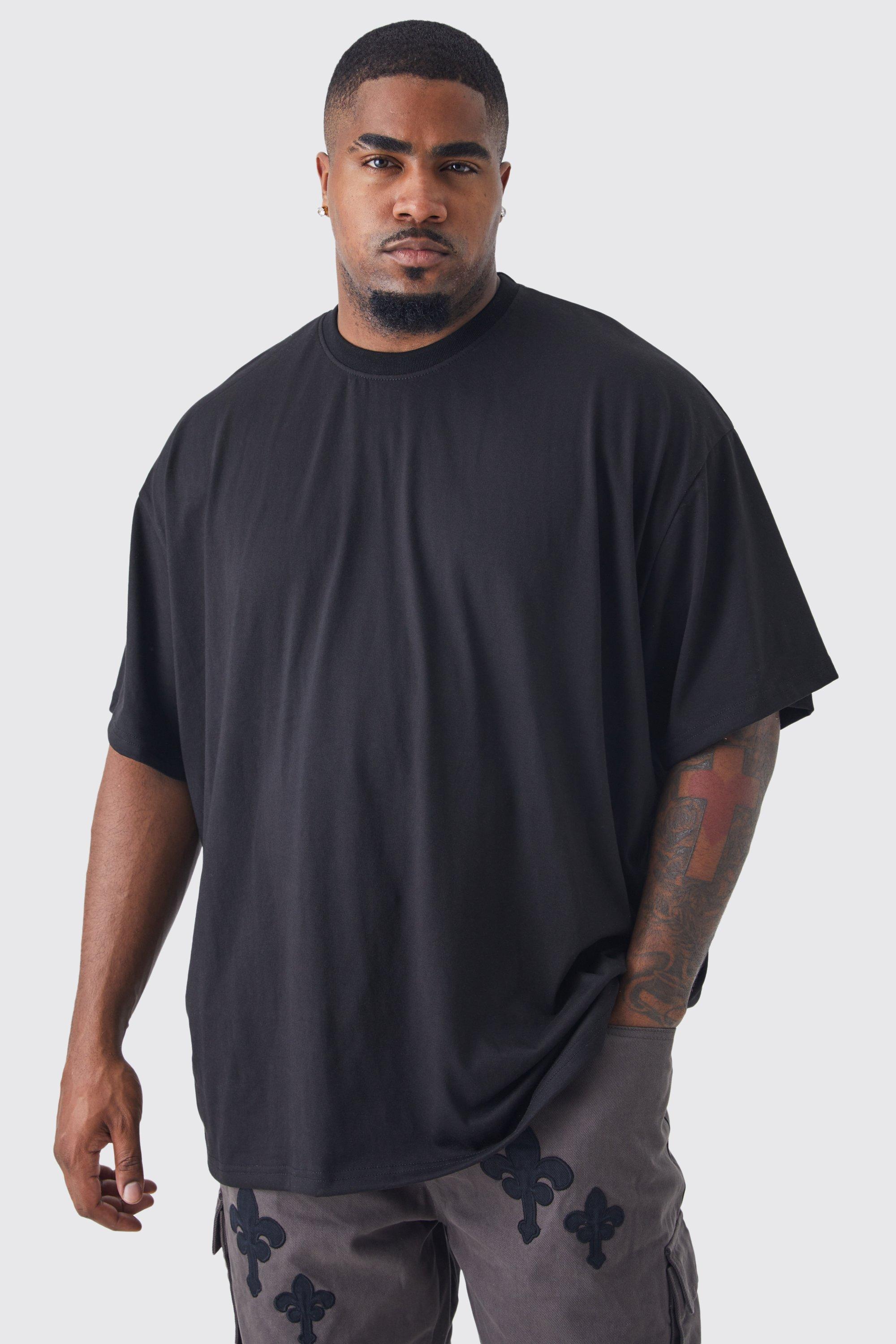Mens Black Plus Oversized T-shirt, Black