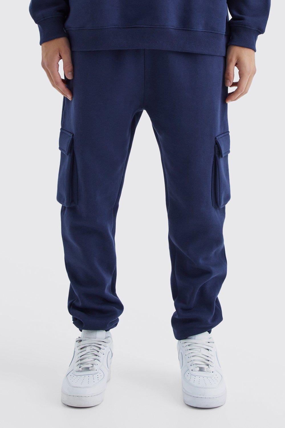 Mens Navy Basic Skinny Fit Cargo Jogger, Navy