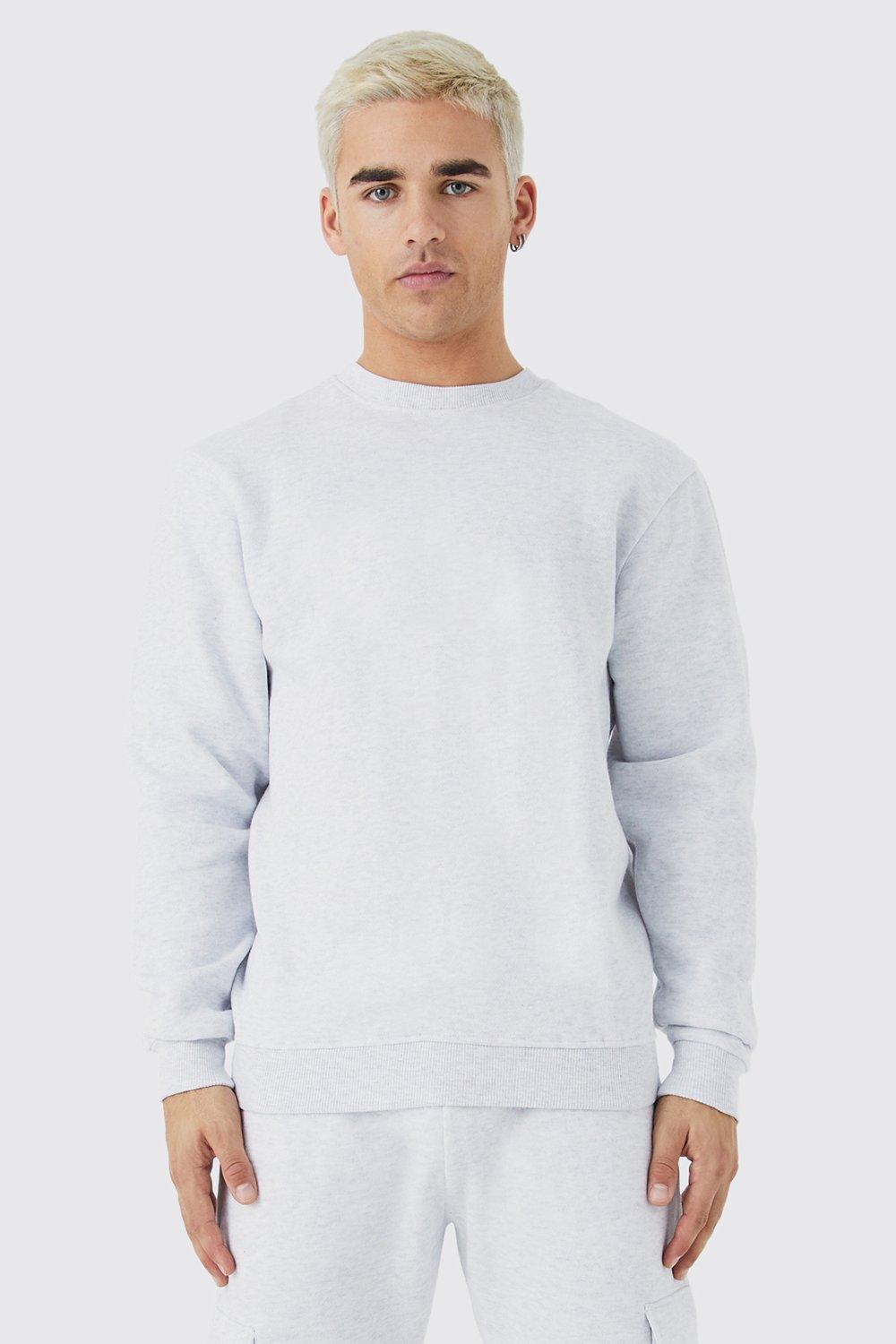 Mens Grey Slim Fit Basic Sweatshirt, Grey
