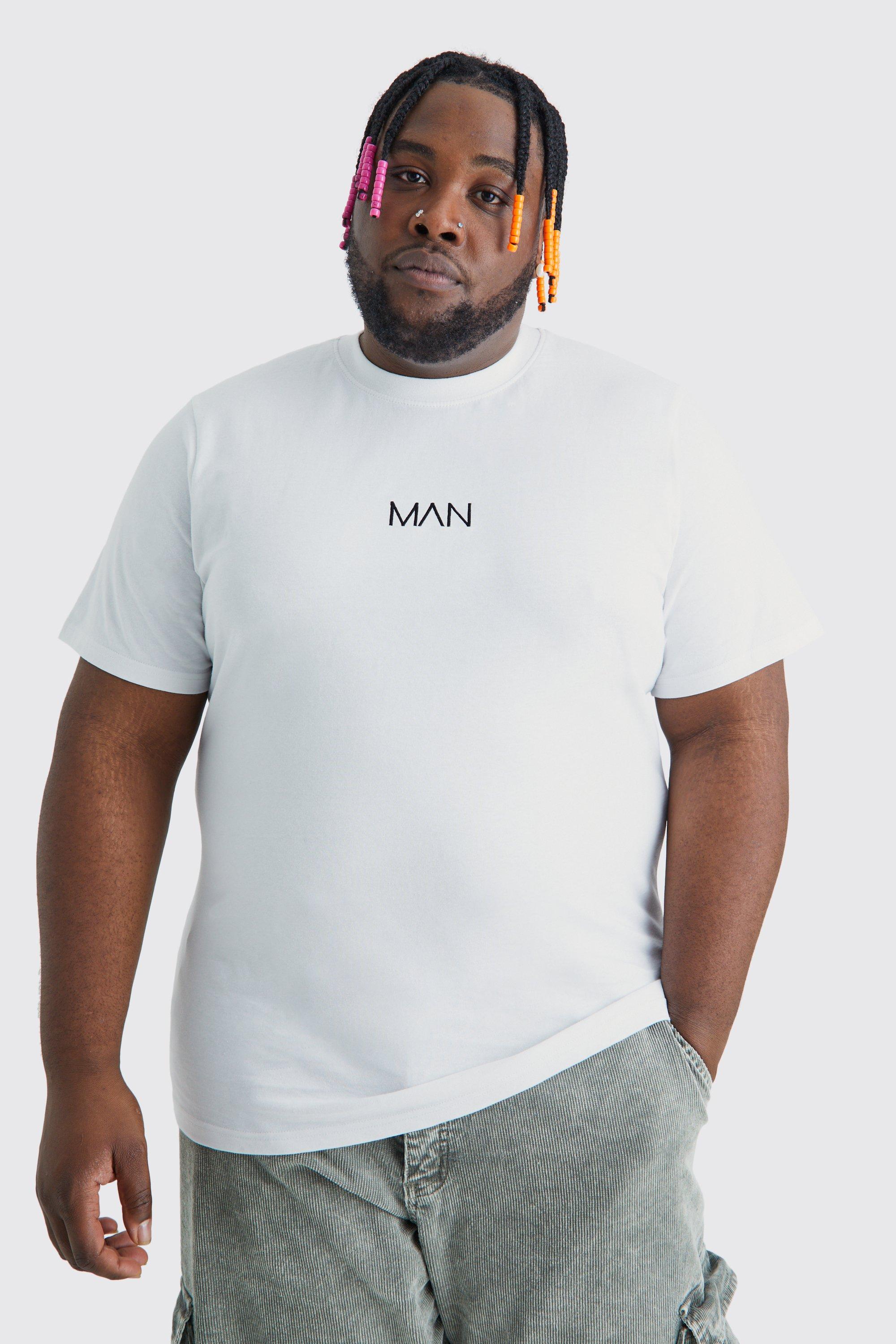 Mens White Plus Slim Fit Original Man T-shirt, White