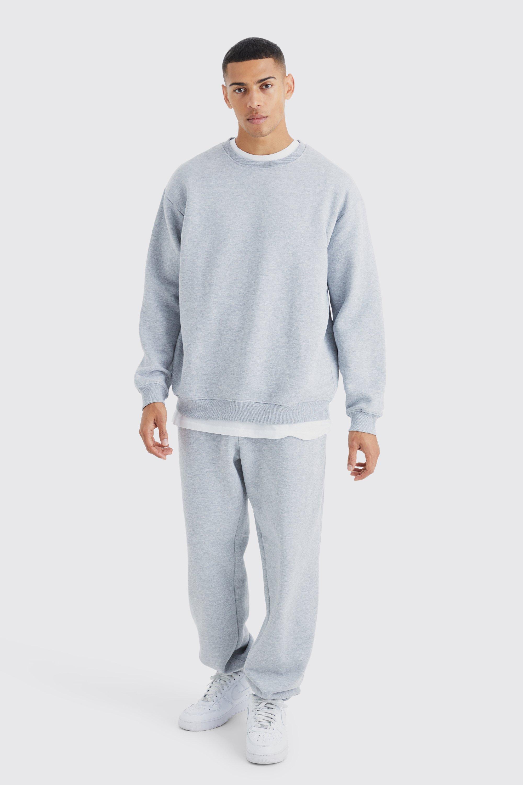 Mens Grey Oversized Sweatshirt Tracksuit, Grey