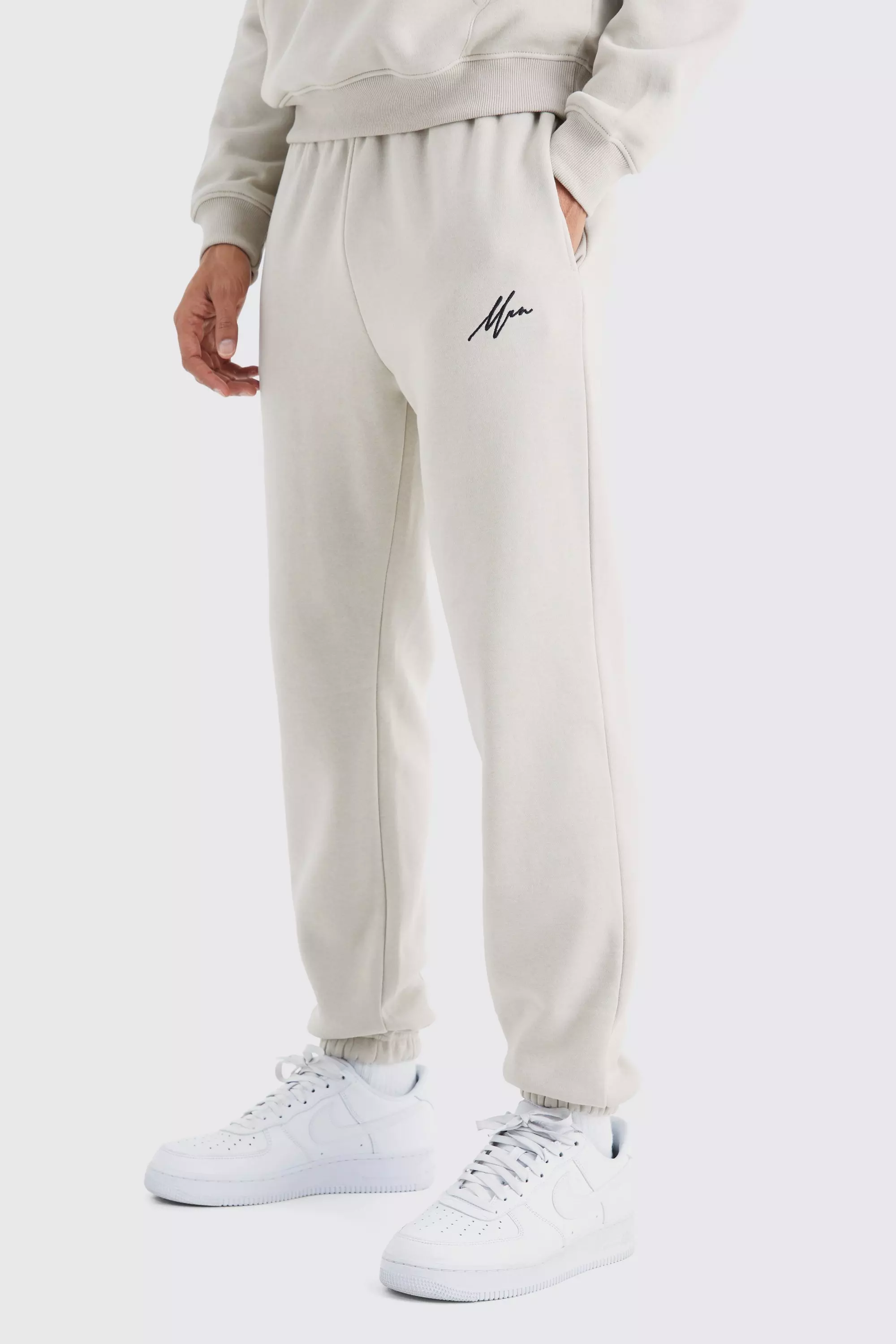 Cream Slim Fit Cuffed Joggers - Matalan